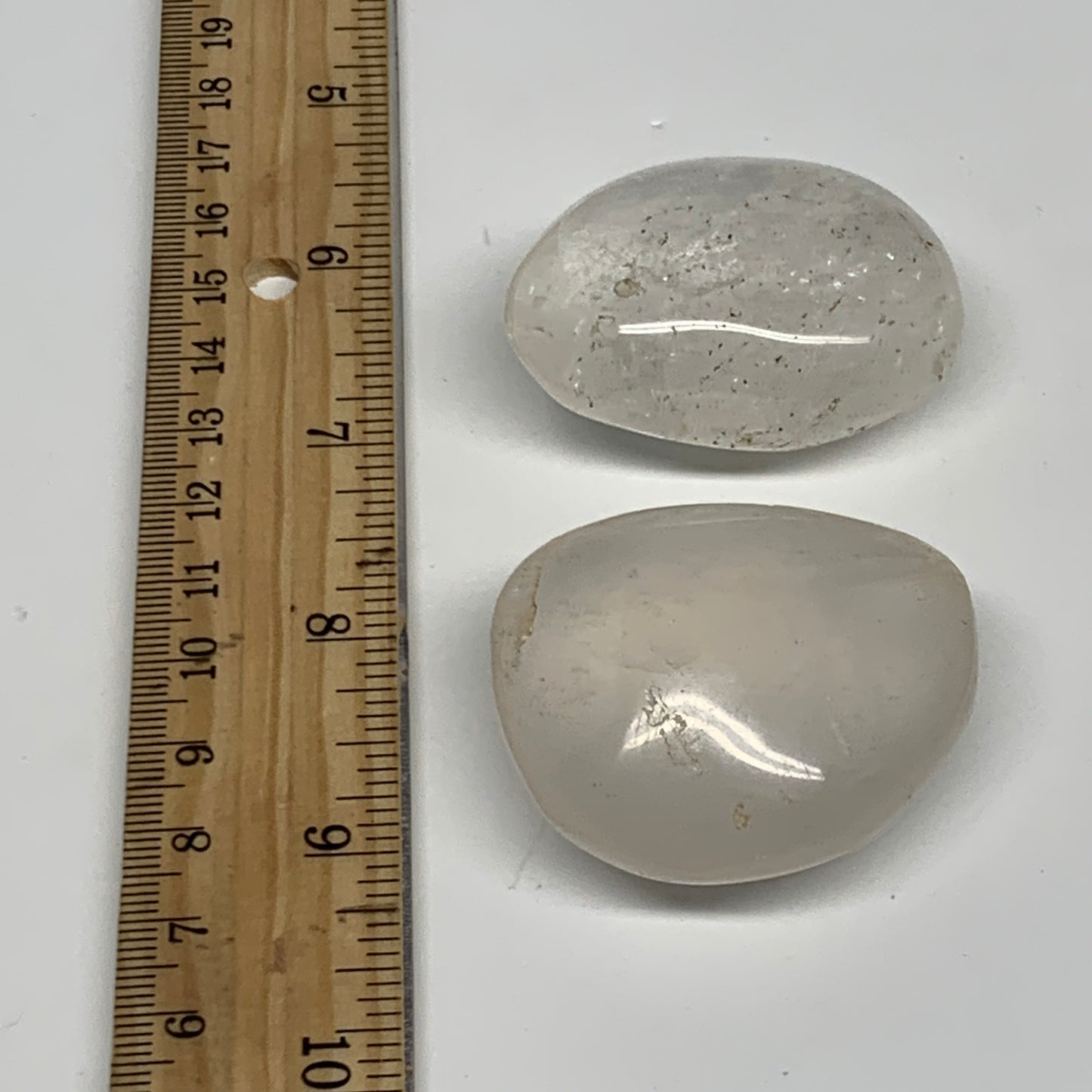 118.2g, 1.9"-1.9", 2pcs. Natural Quartz Crystal Palm-Stone Polished Reiki, B2901
