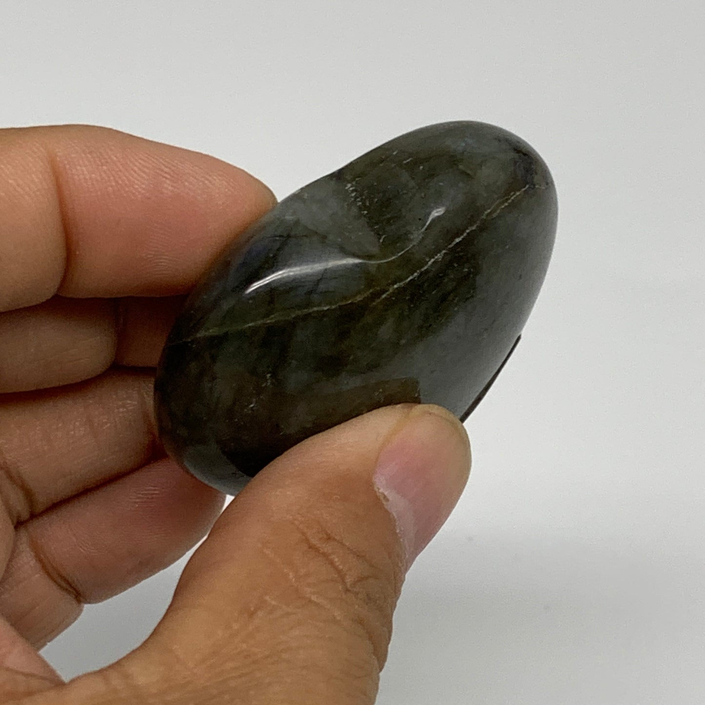 61.1g, 1.8"x2"x0.8", Natural Labradorite Heart Polished Crystal, B35493