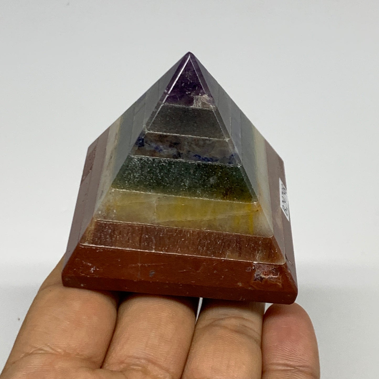 165.6g, 2"x2.2", 7 Chakra Pyramid Bonded Gemstone,Healing Crystal, B29798
