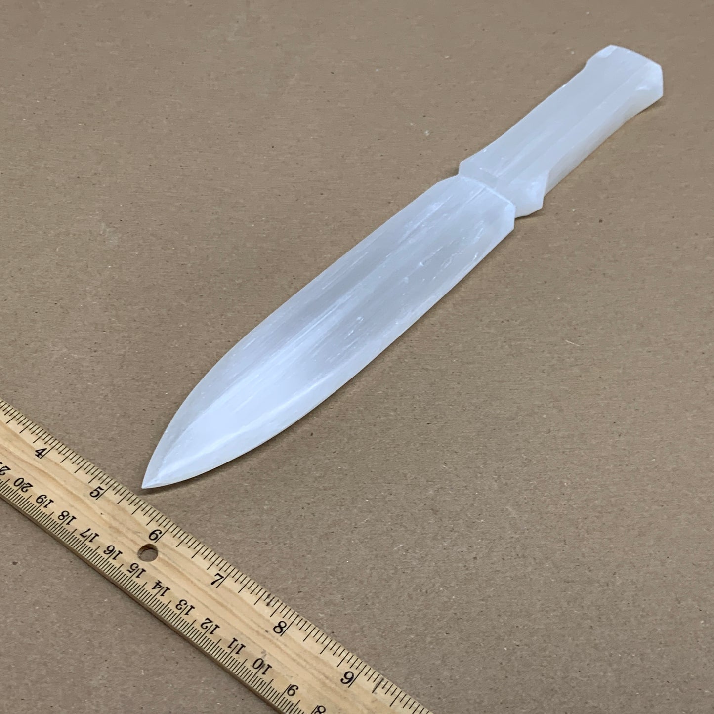 250g, 11.5"x1.6"x0.6", Natural Selenite Crystal Dagger (Satin Spar), B36046