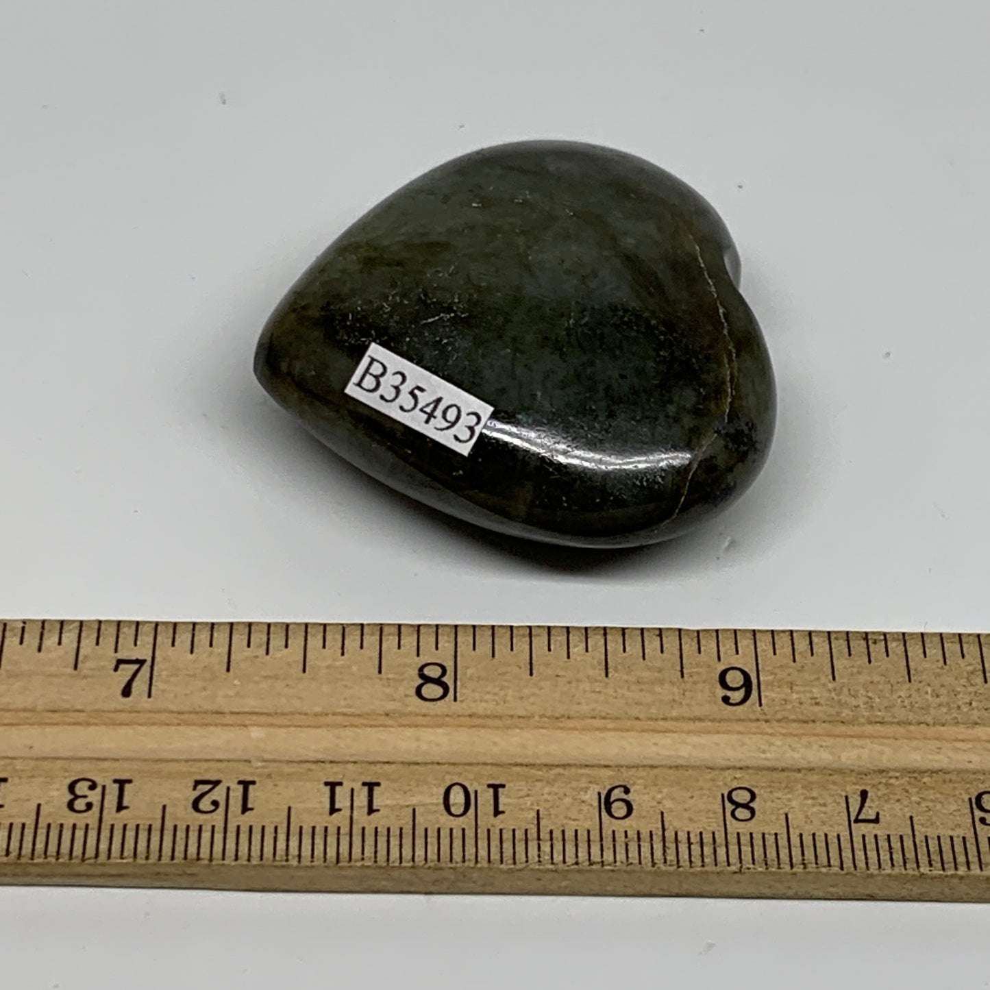 61.1g, 1.8"x2"x0.8", Natural Labradorite Heart Polished Crystal, B35493