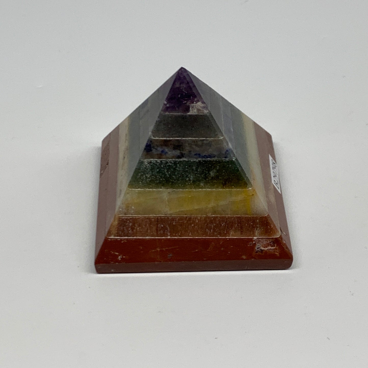 165.6g, 2"x2.2", 7 Chakra Pyramid Bonded Gemstone,Healing Crystal, B29798