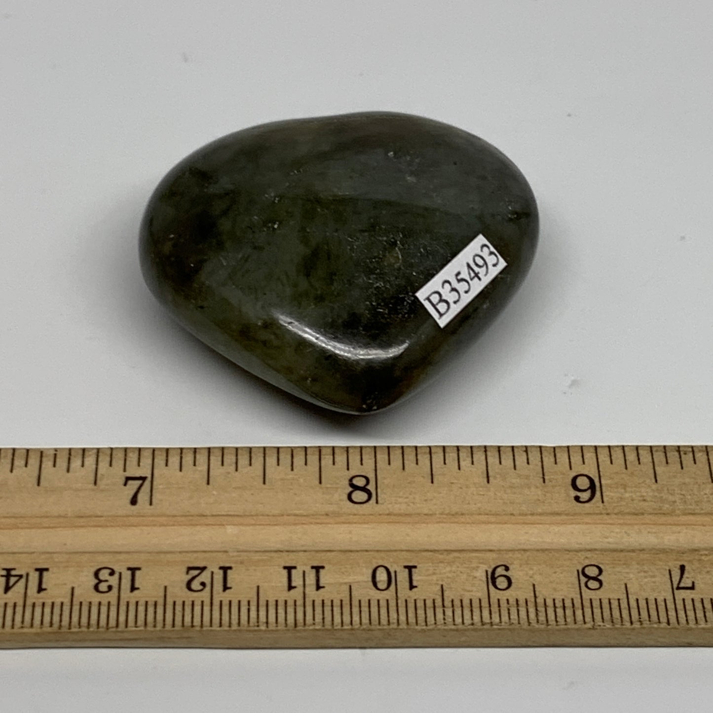 61.1g, 1.8"x2"x0.8", Natural Labradorite Heart Polished Crystal, B35493