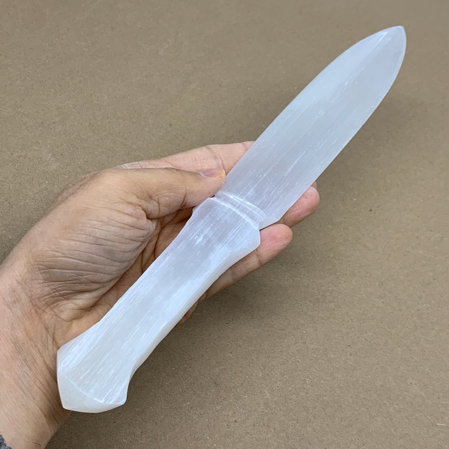220g, 11.5"x1.5"x0.6", Natural Selenite Crystal Dagger (Satin Spar), B36047