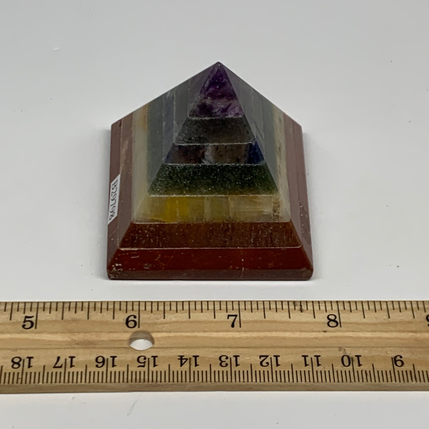 165.6g, 2"x2.2", 7 Chakra Pyramid Bonded Gemstone,Healing Crystal, B29798