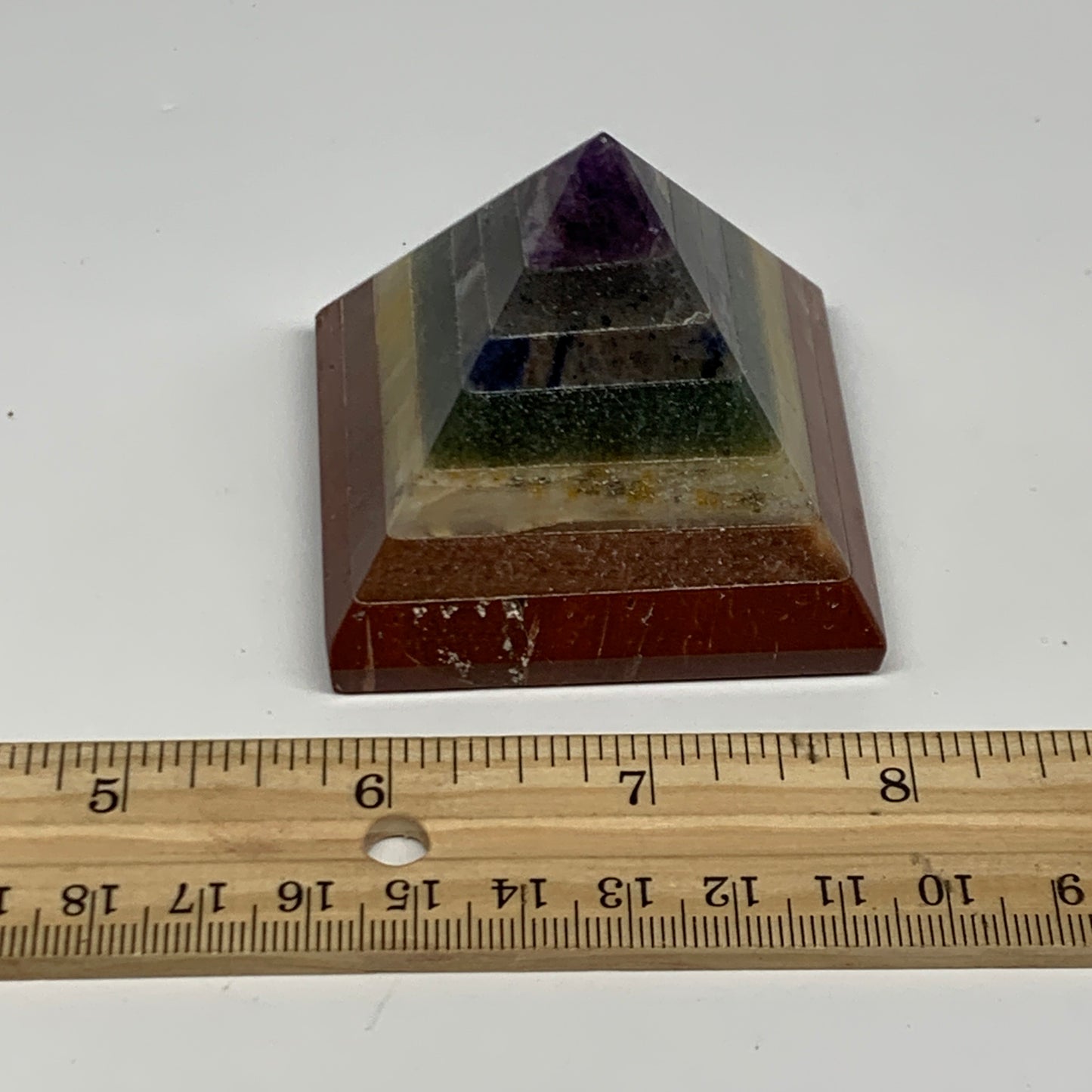 165.6g, 2"x2.2", 7 Chakra Pyramid Bonded Gemstone,Healing Crystal, B29798