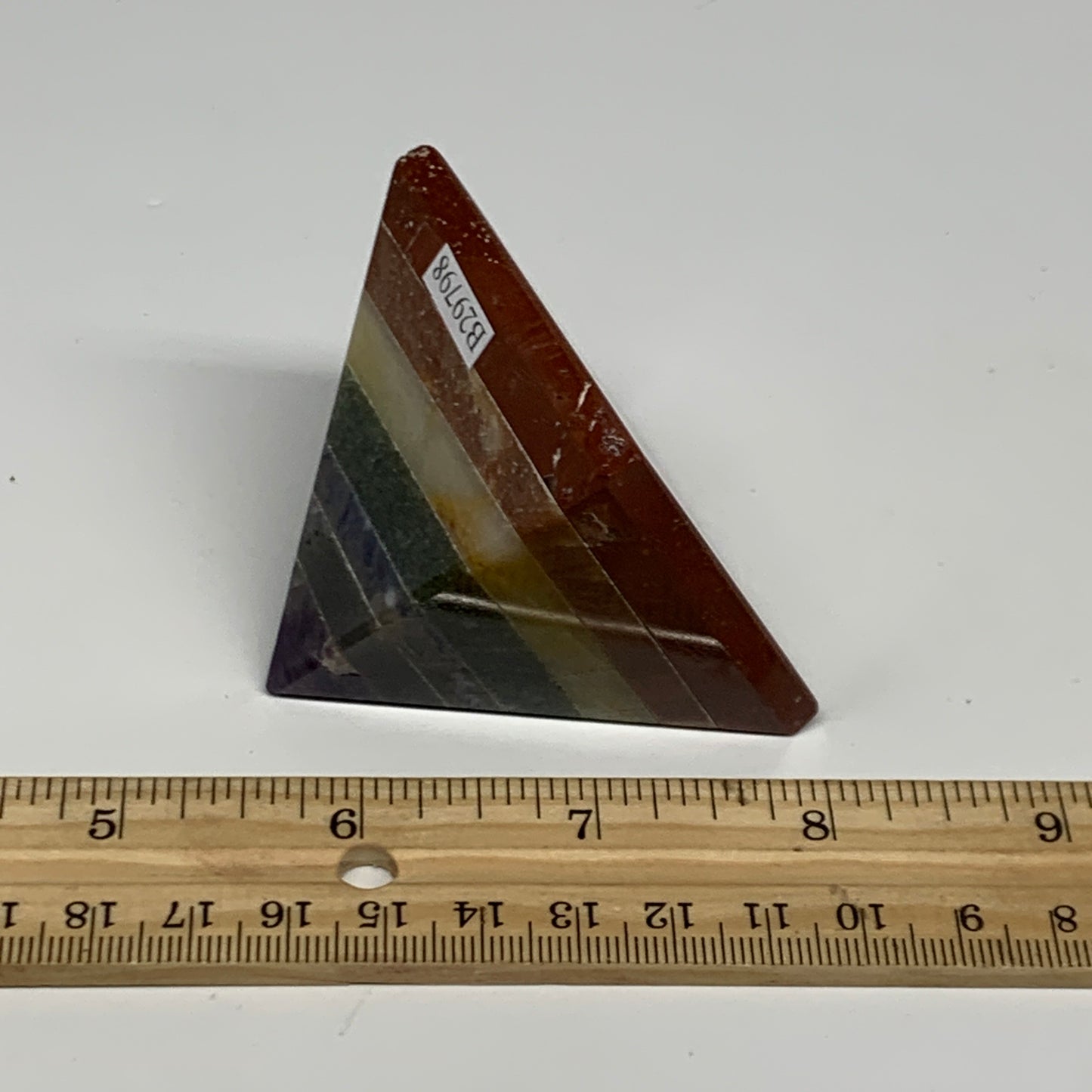 165.6g, 2"x2.2", 7 Chakra Pyramid Bonded Gemstone,Healing Crystal, B29798