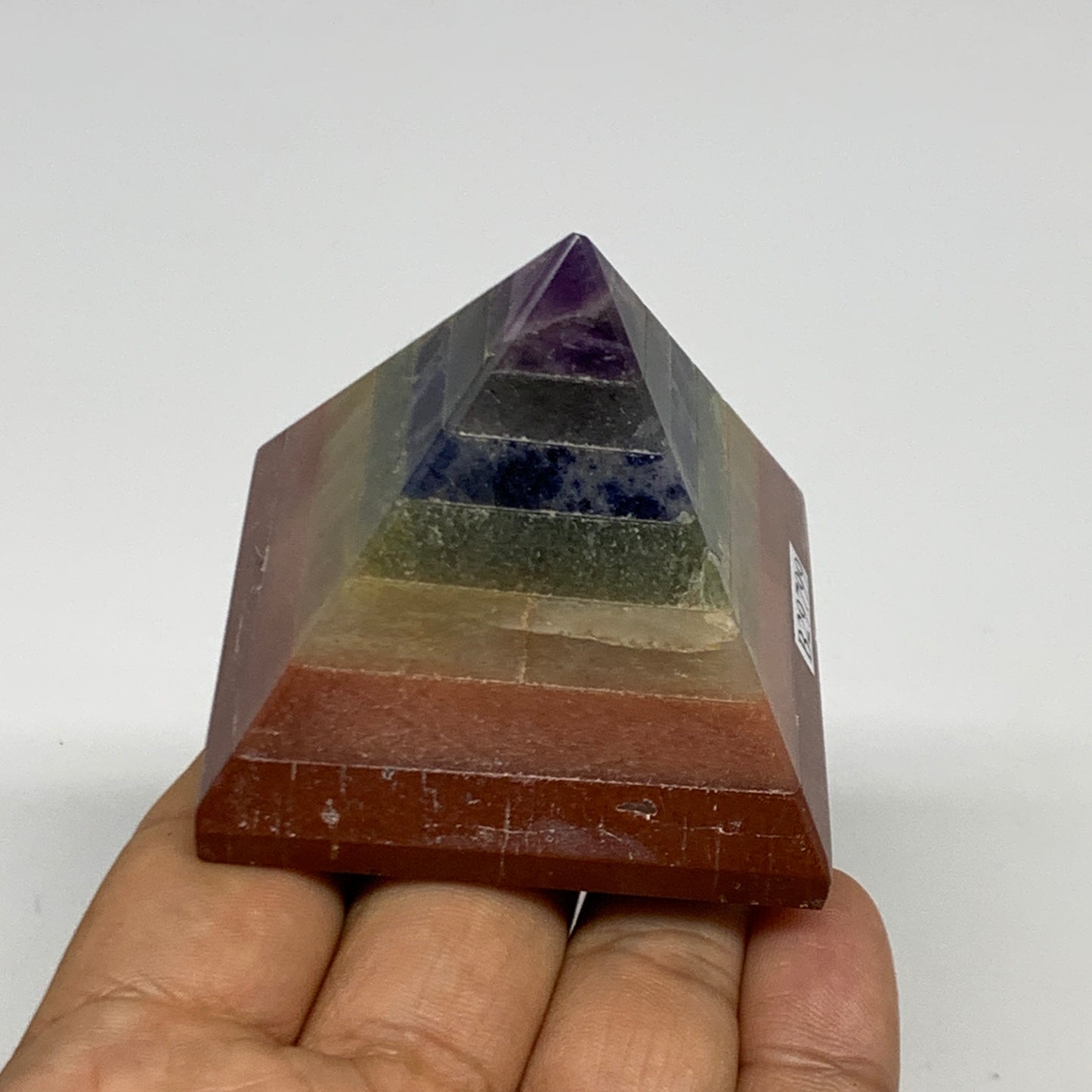157.5g, 2"x2.1", 7 Chakra Pyramid Bonded Gemstone,Healing Crystal, B29799