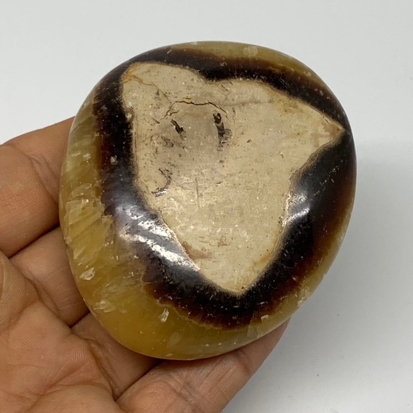 148.4g, 2.6"x2.3"x1.1", Septarian Nodule Palm-Stone Polished Reiki, B28215