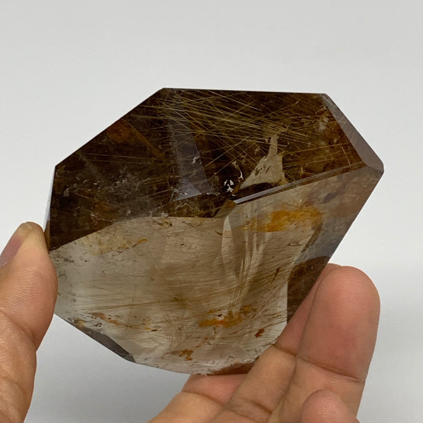 231.4g, 3.4"x2.8"x1.1", Natural Golden Rutile Quartz Crystal Chunk from Brazil,B