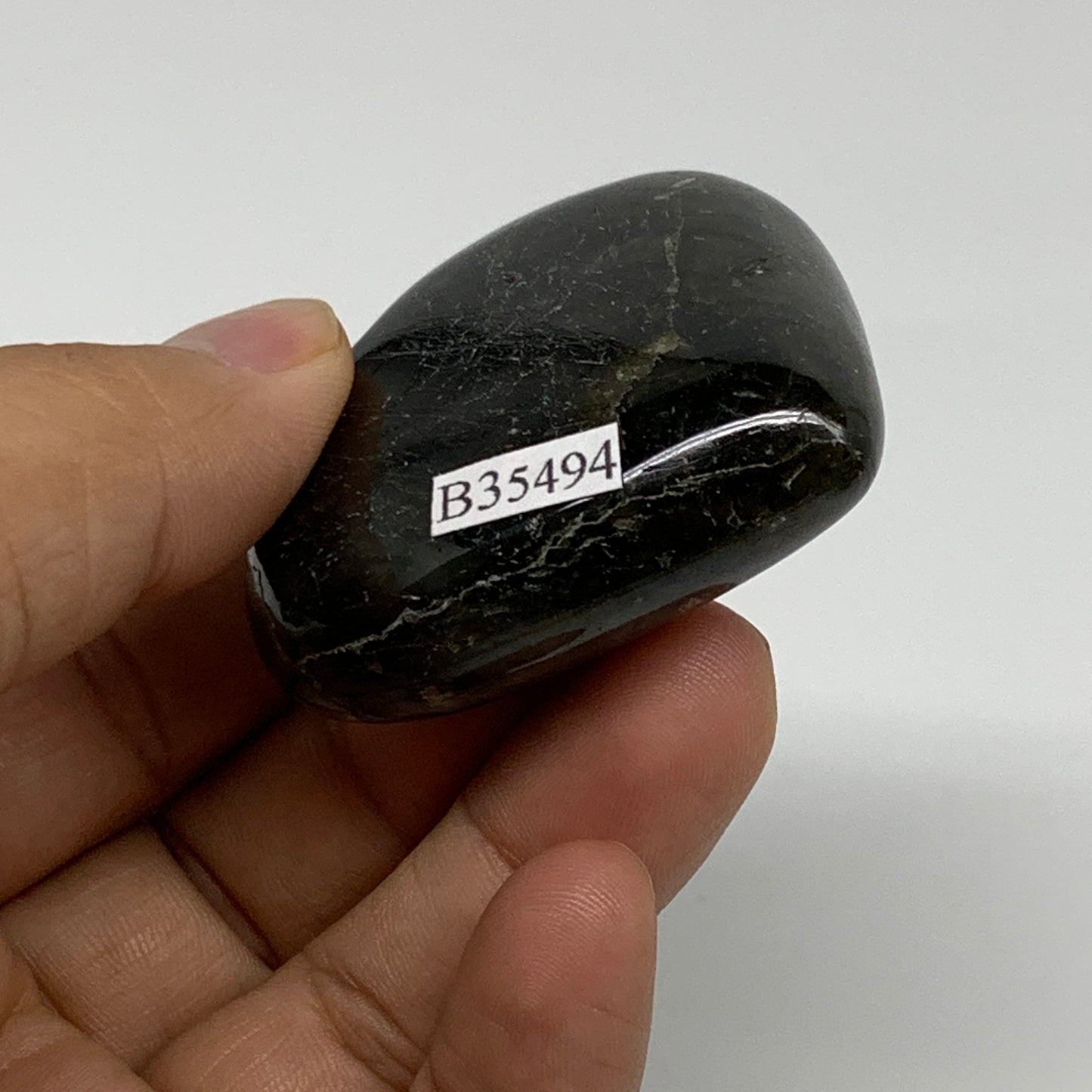 73.9g, 2"x2"x0.8", Natural Labradorite Heart Polished Crystal, B35494