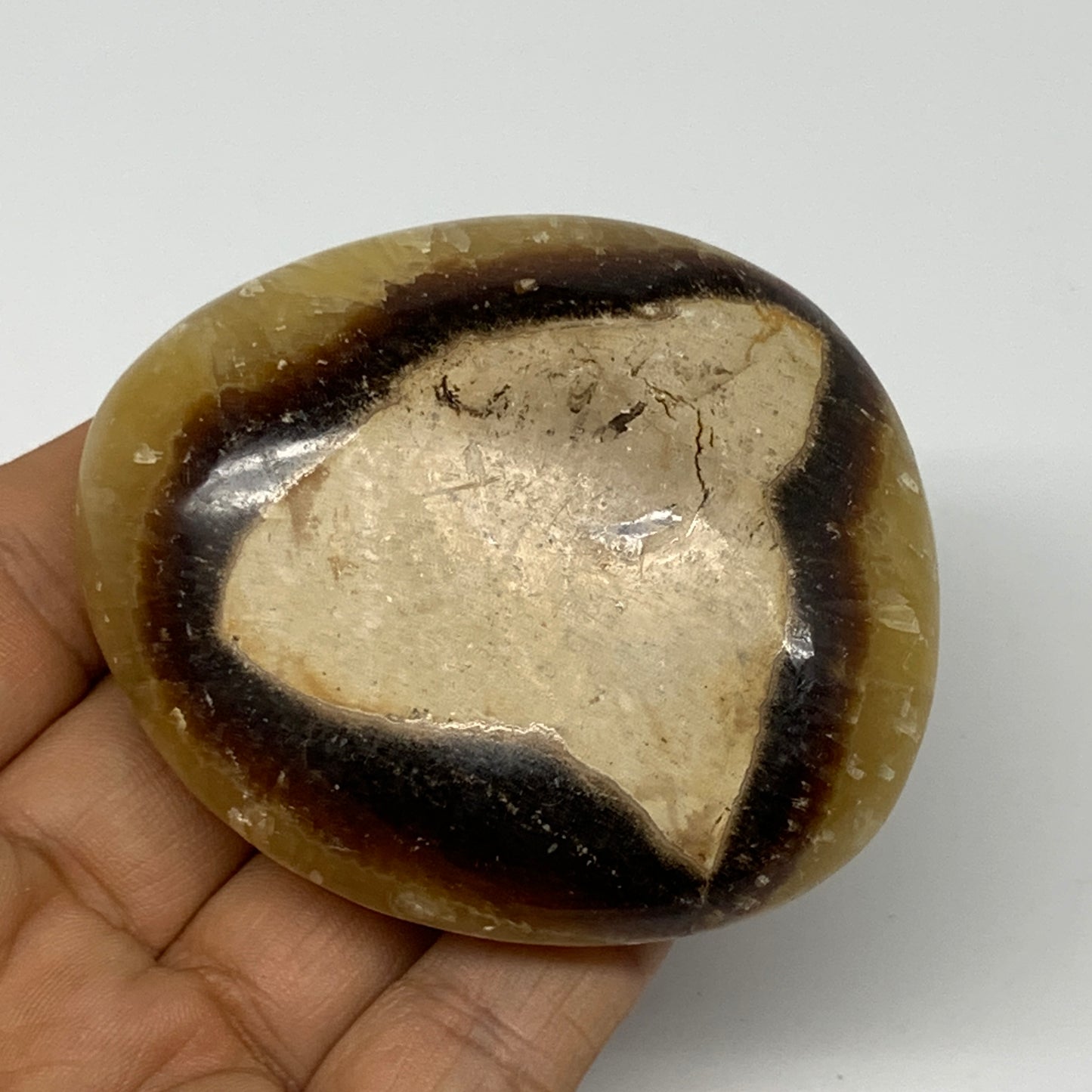 148.4g, 2.6"x2.3"x1.1", Septarian Nodule Palm-Stone Polished Reiki, B28215