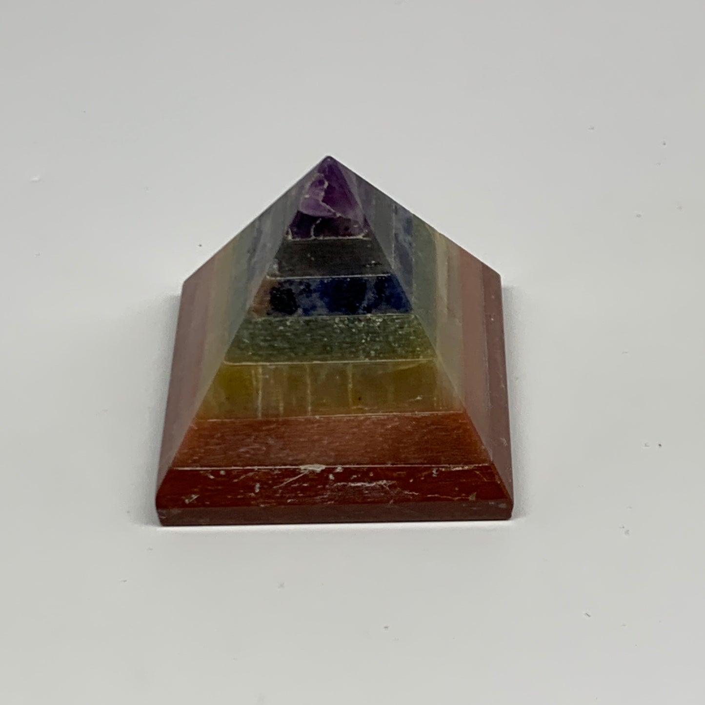 157.5g, 2"x2.1", 7 Chakra Pyramid Bonded Gemstone,Healing Crystal, B29799