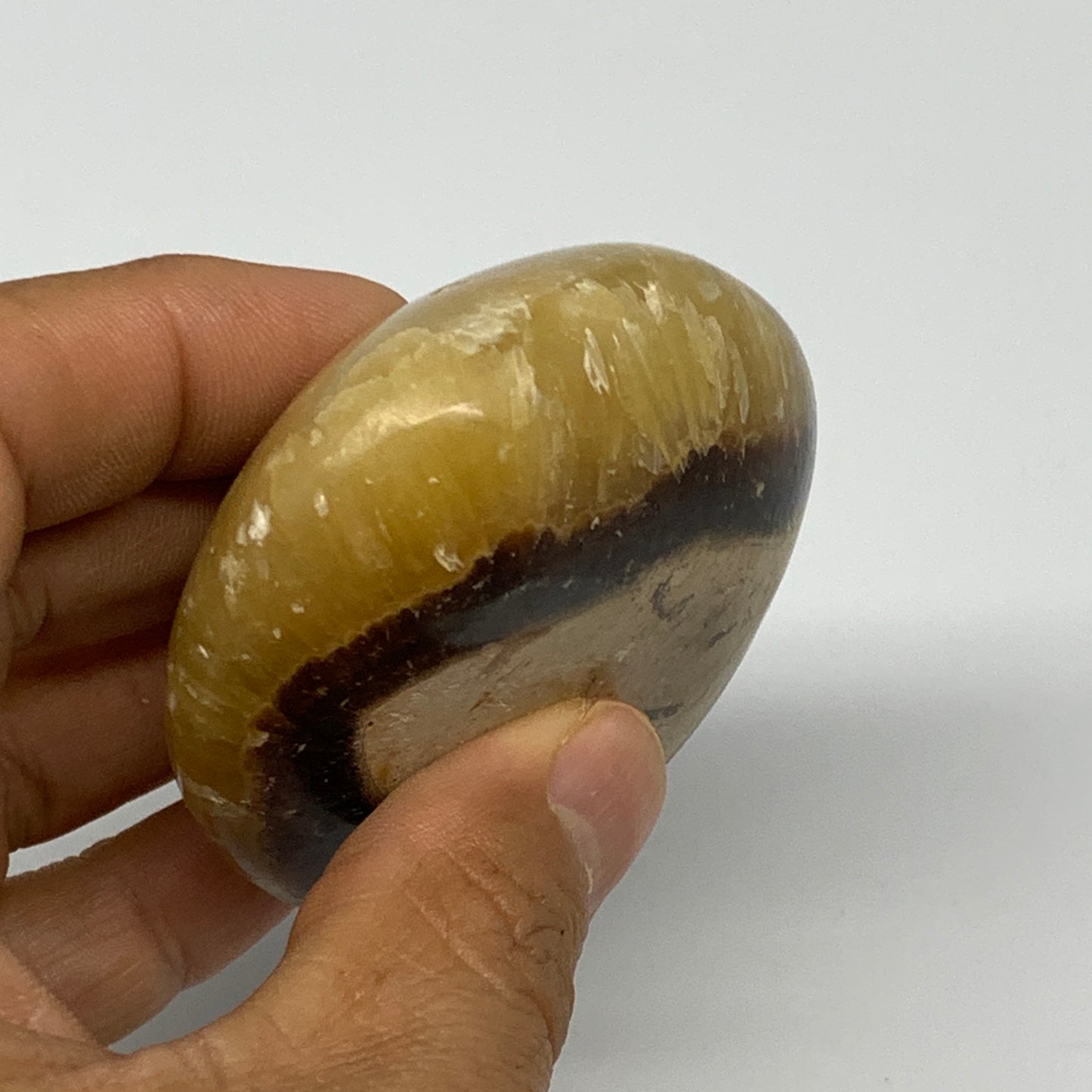 148.4g, 2.6"x2.3"x1.1", Septarian Nodule Palm-Stone Polished Reiki, B28215