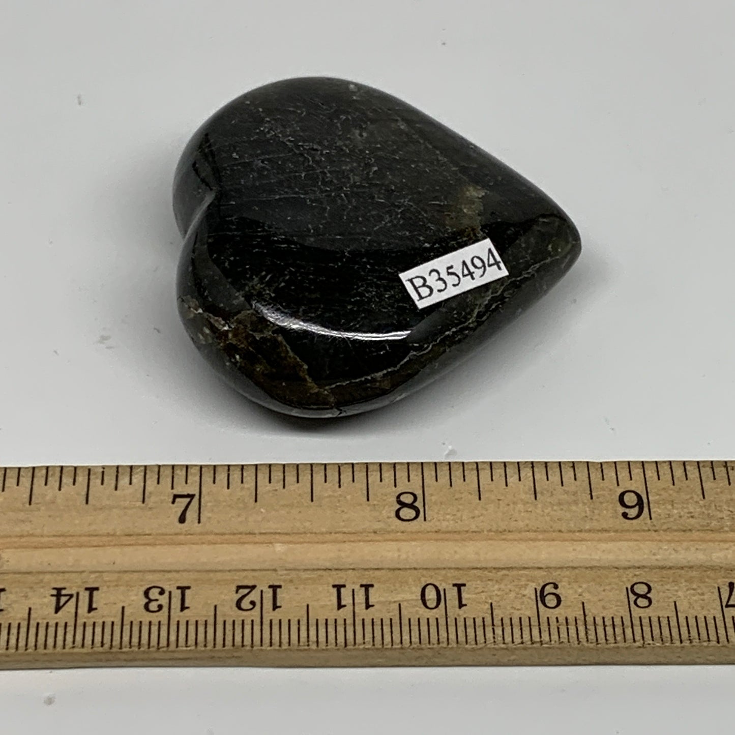 73.9g, 2"x2"x0.8", Natural Labradorite Heart Polished Crystal, B35494