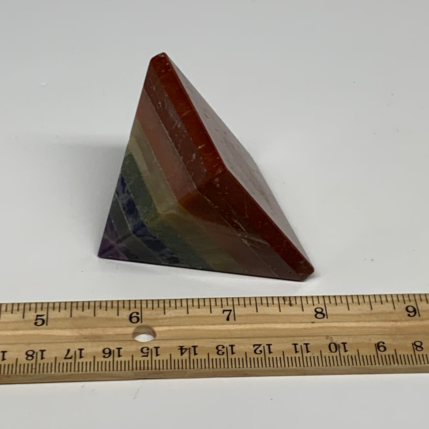 157.5g, 2"x2.1", 7 Chakra Pyramid Bonded Gemstone,Healing Crystal, B29799