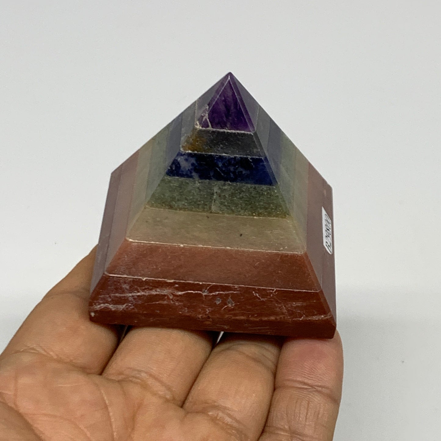 160.5g, 2"x2.1"x2.2", 7 Chakra Pyramid Bonded Gemstone,Healing Crystal, B29800