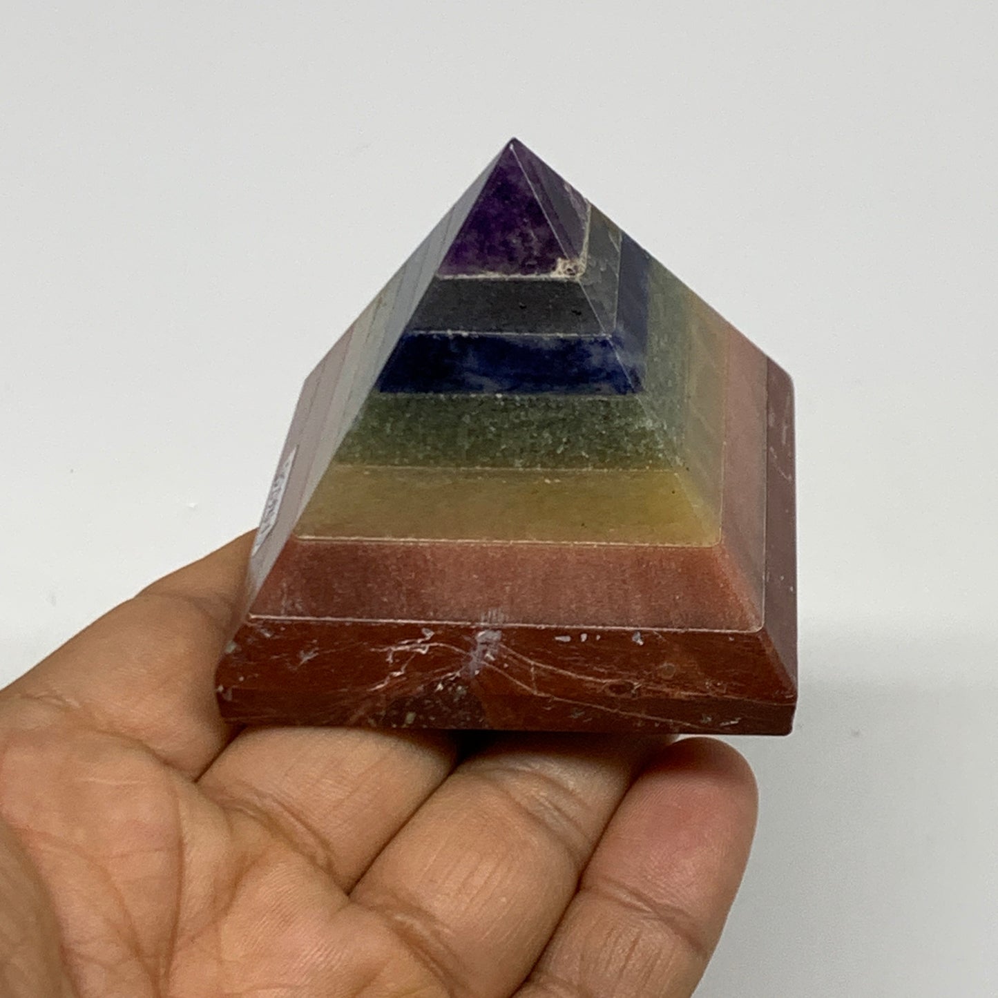 160.5g, 2"x2.1"x2.2", 7 Chakra Pyramid Bonded Gemstone,Healing Crystal, B29800