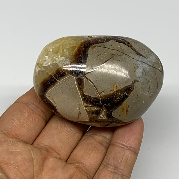 140.5g, 2.6"x1.8"x1.3", Septarian Nodule Palm-Stone Polished Reiki, B28214