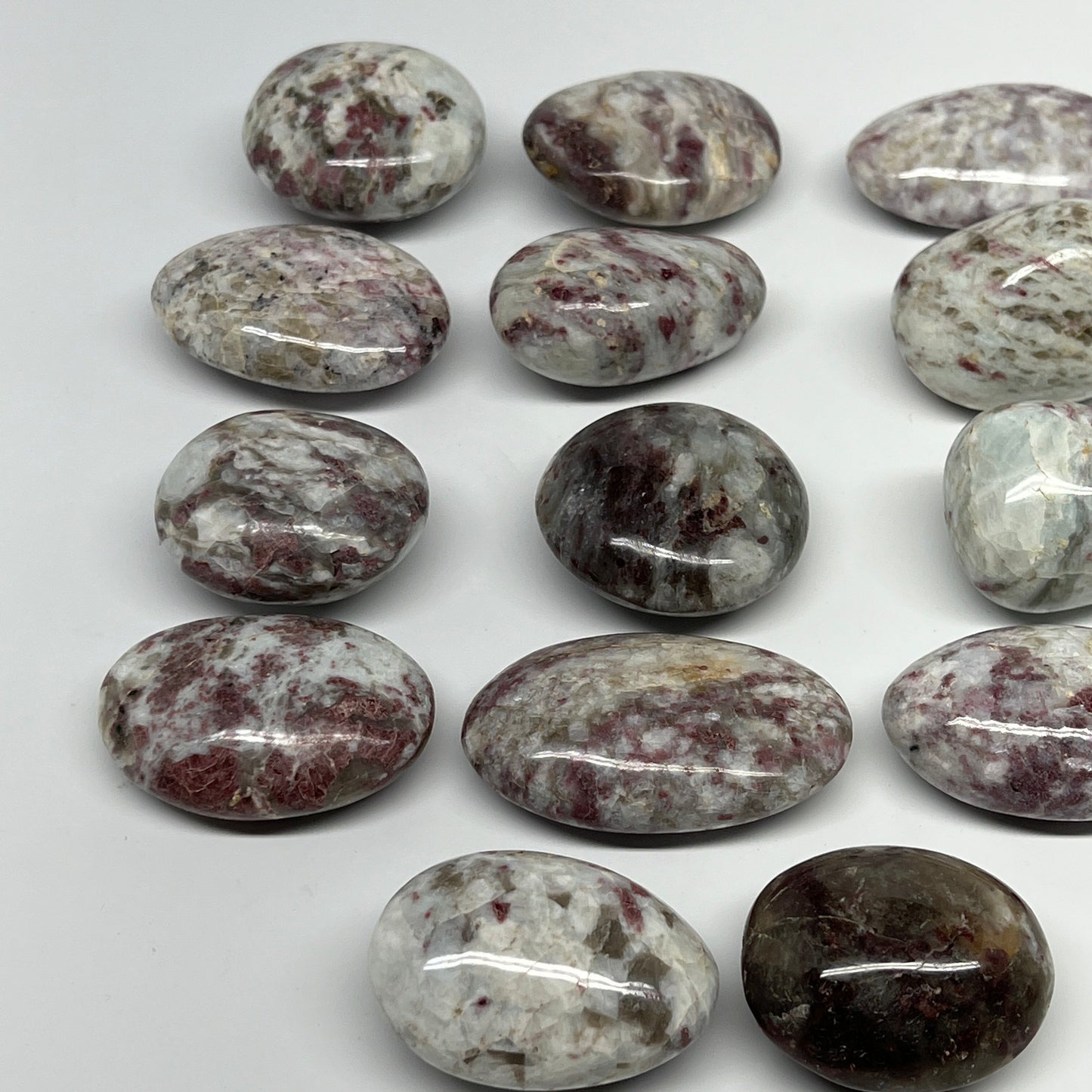 2.2 Lbs, 1.7"-2.5", 14pcs, Rubellite Tourmaline Palm-Stone Polished, B21031