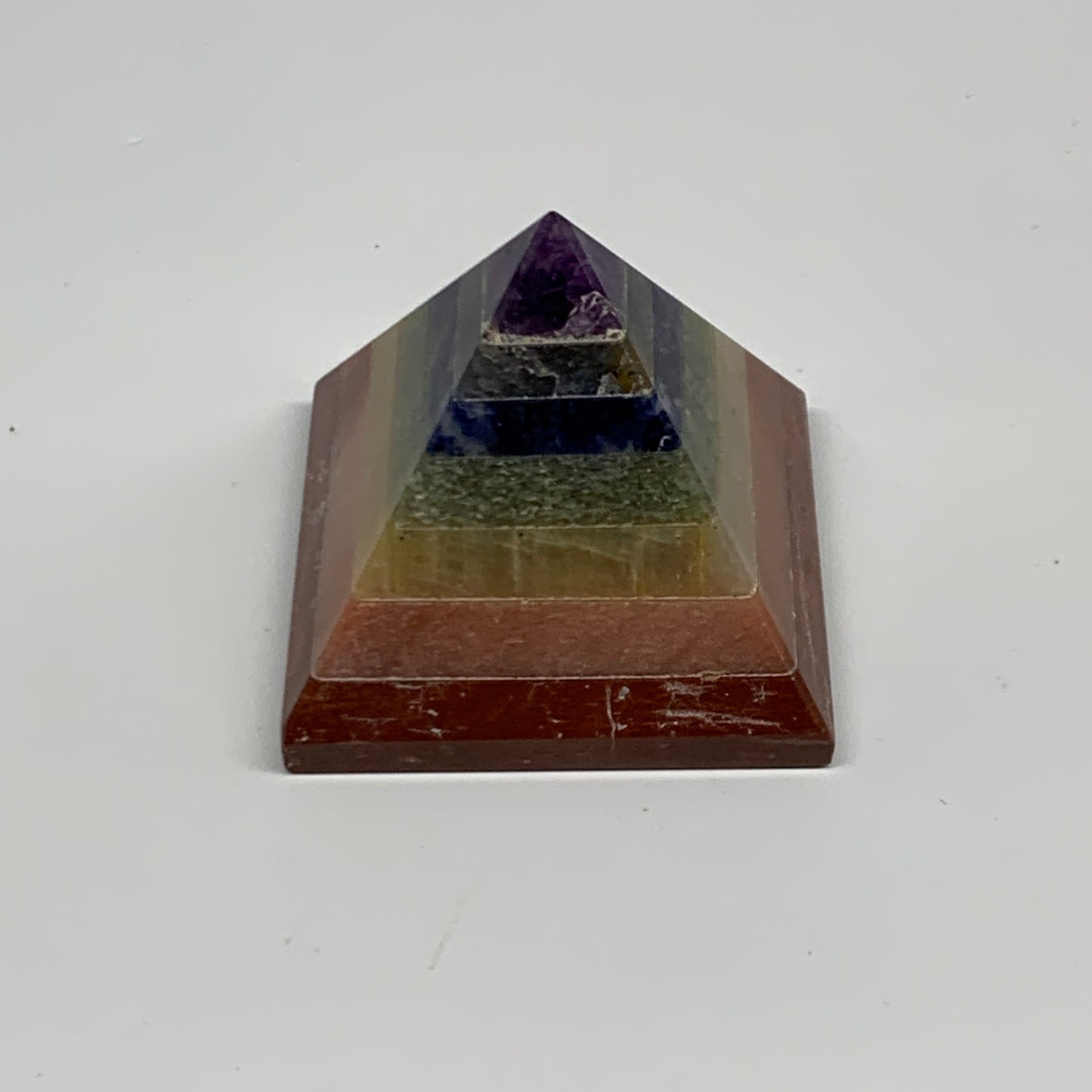 160.5g, 2"x2.1"x2.2", 7 Chakra Pyramid Bonded Gemstone,Healing Crystal, B29800