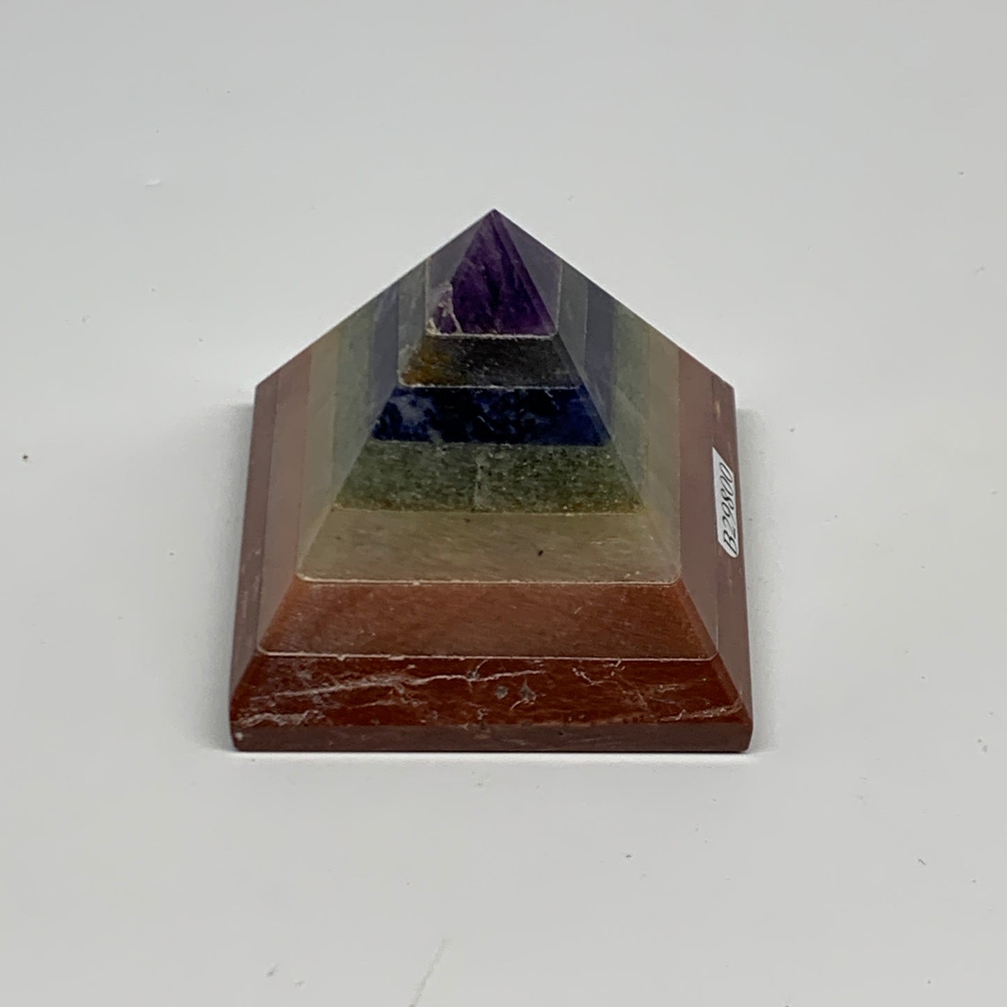 160.5g, 2"x2.1"x2.2", 7 Chakra Pyramid Bonded Gemstone,Healing Crystal, B29800