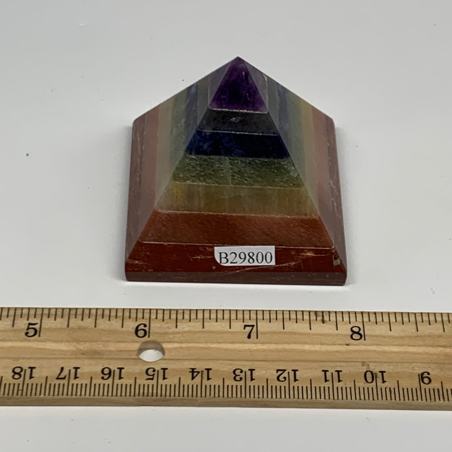 160.5g, 2"x2.1"x2.2", 7 Chakra Pyramid Bonded Gemstone,Healing Crystal, B29800