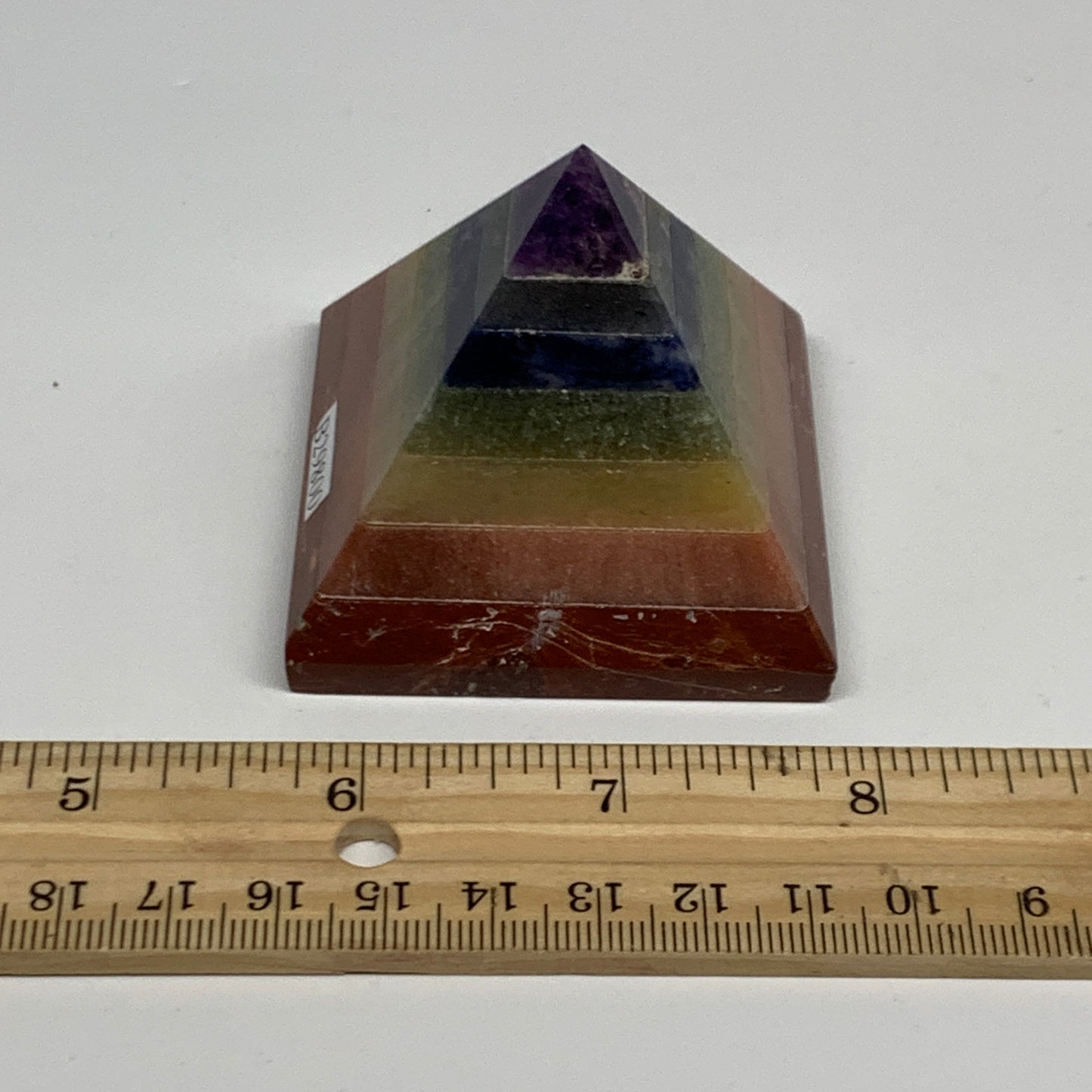 160.5g, 2"x2.1"x2.2", 7 Chakra Pyramid Bonded Gemstone,Healing Crystal, B29800