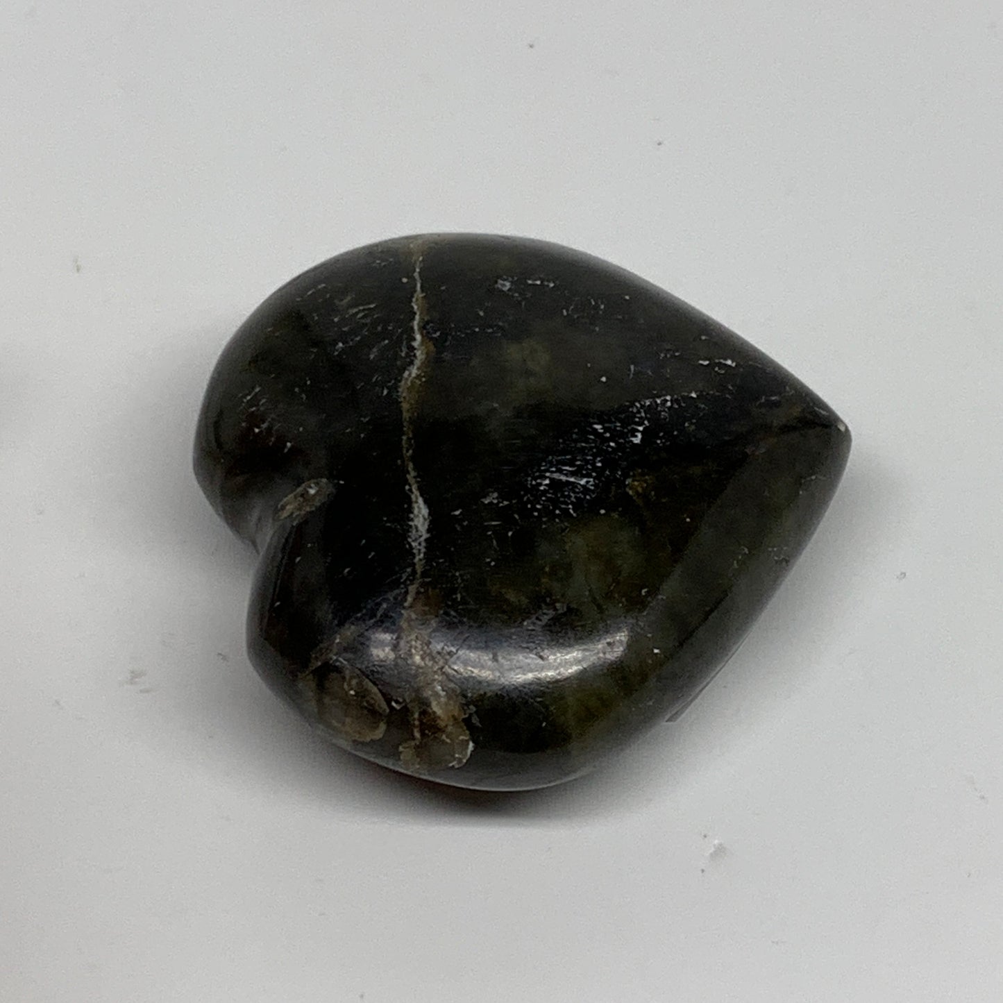 70.7g, 1.9"x2"x0.8", Natural Labradorite Heart Polished Crystal, B35495
