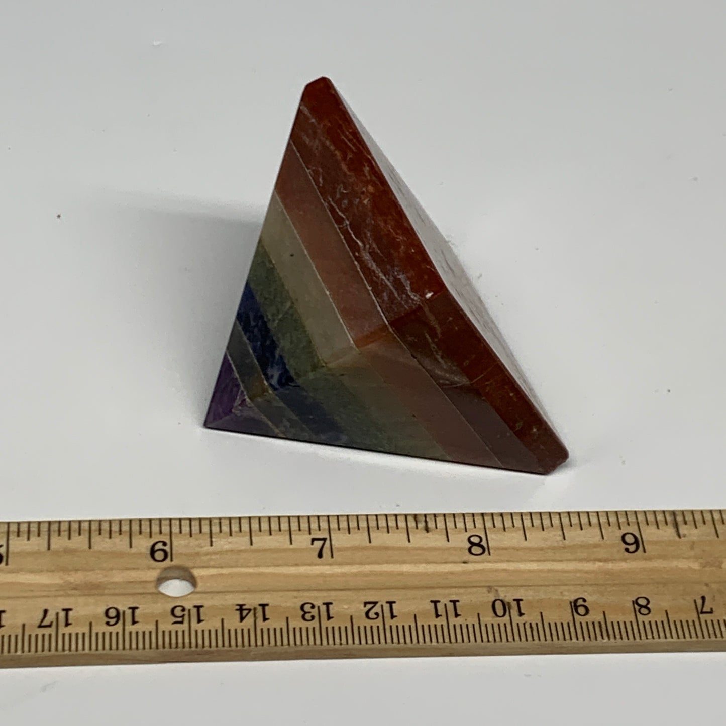 160.5g, 2"x2.1"x2.2", 7 Chakra Pyramid Bonded Gemstone,Healing Crystal, B29800