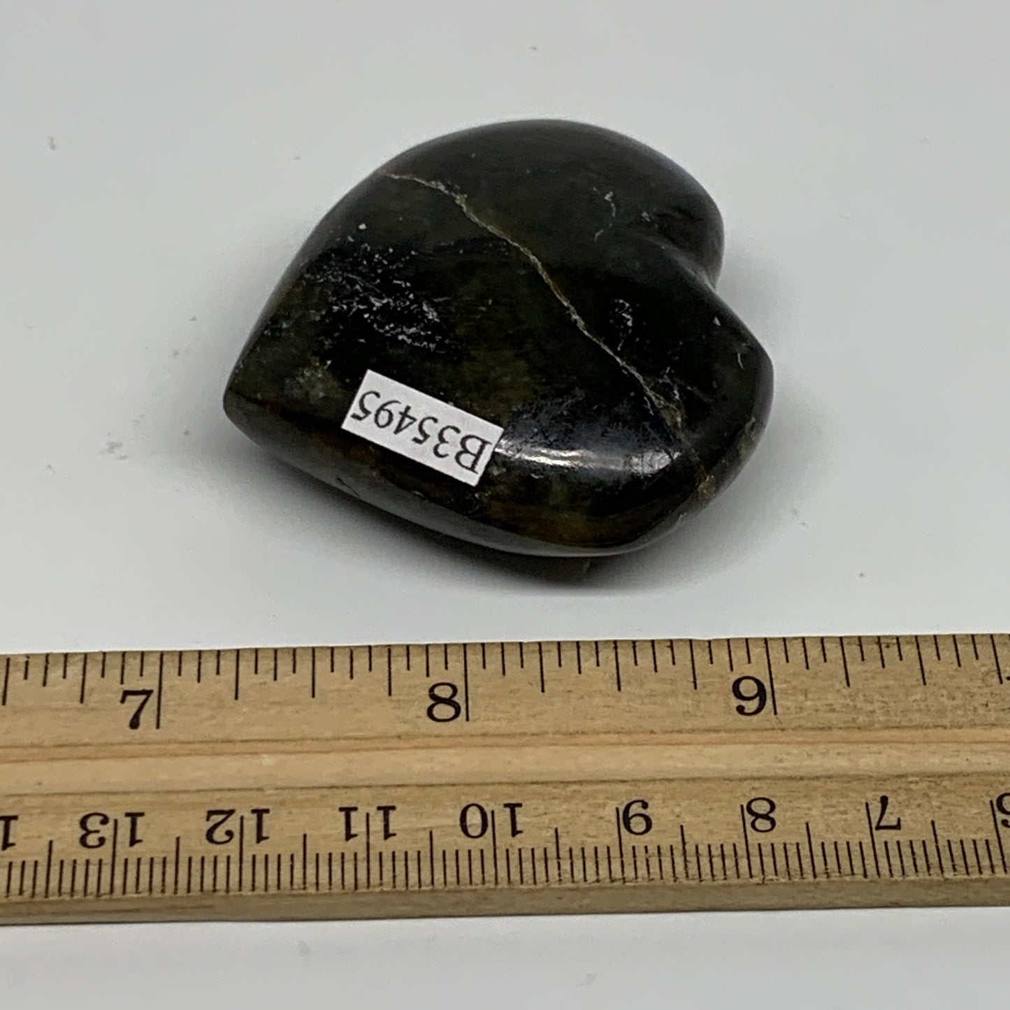 70.7g, 1.9"x2"x0.8", Natural Labradorite Heart Polished Crystal, B35495