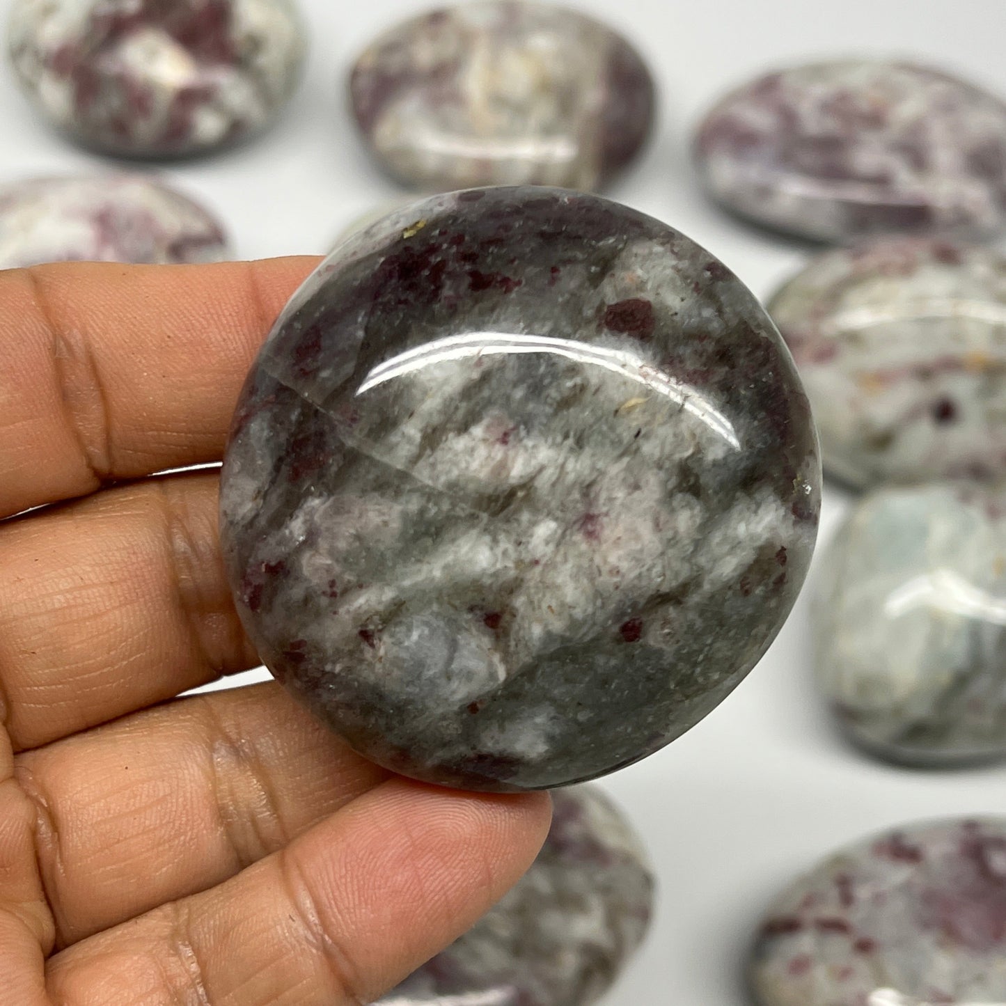 2.2 Lbs, 1.7"-2.5", 14pcs, Rubellite Tourmaline Palm-Stone Polished, B21031