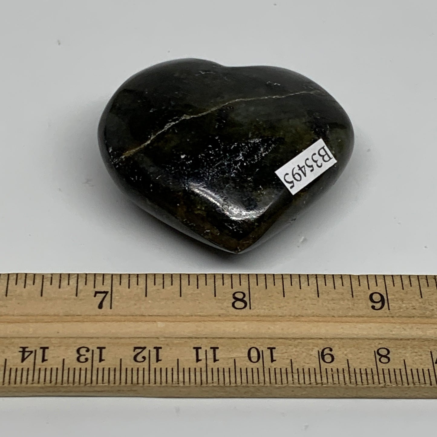 70.7g, 1.9"x2"x0.8", Natural Labradorite Heart Polished Crystal, B35495