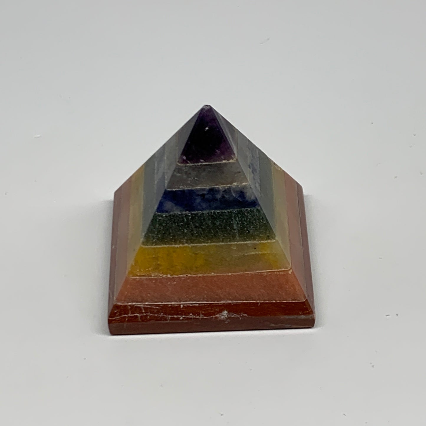166.7g, 2.1"x2.1", 7 Chakra Pyramid Bonded Gemstone,Healing Crystal, B29801