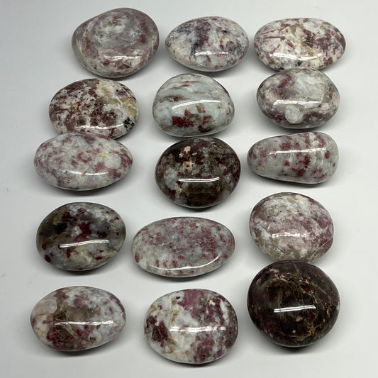 2.2 Lbs, 1.7"-2.2", 15pcs, Rubellite Tourmaline Palm-Stone Polished, B21032