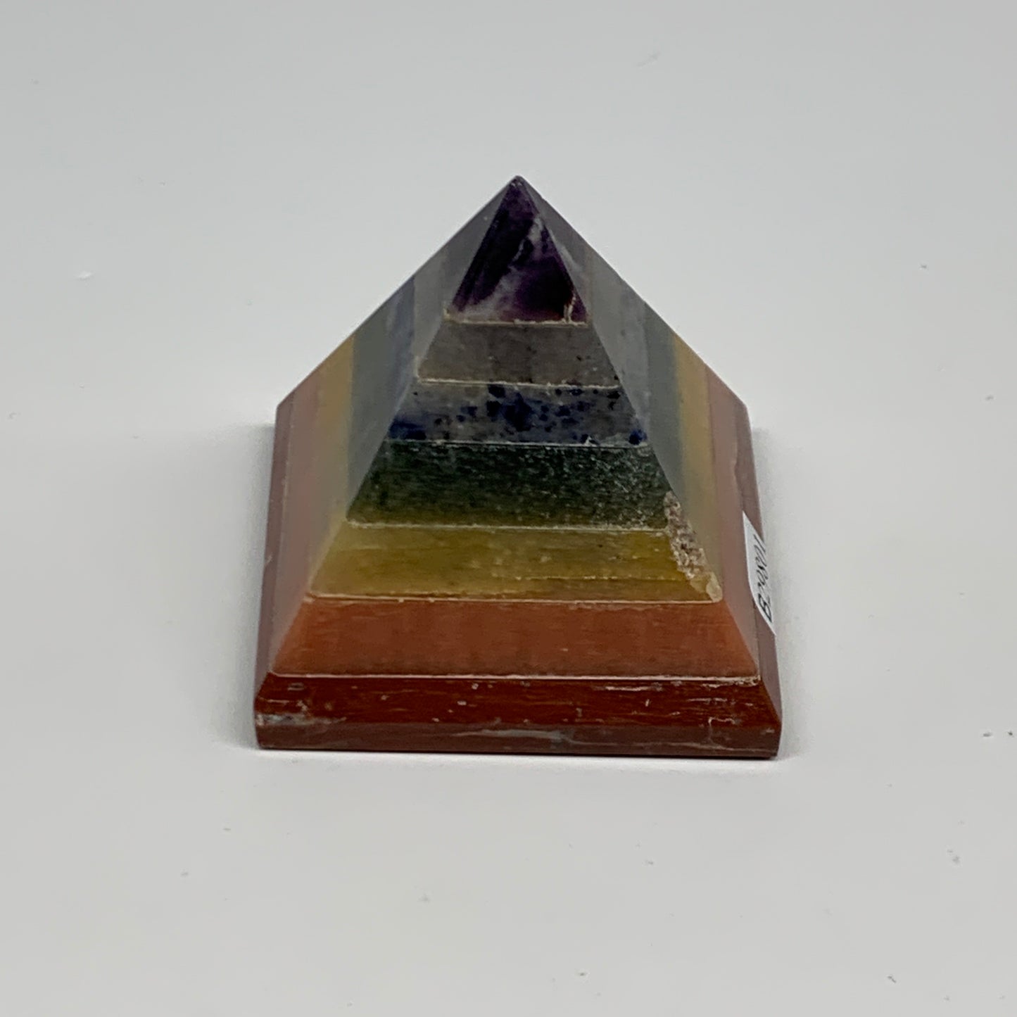 166.7g, 2.1"x2.1", 7 Chakra Pyramid Bonded Gemstone,Healing Crystal, B29801