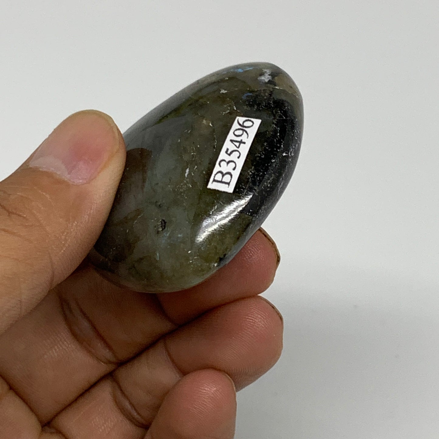 61.3g, 1.8"x1.9"x0.8", Natural Labradorite Heart Polished Crystal, B35496