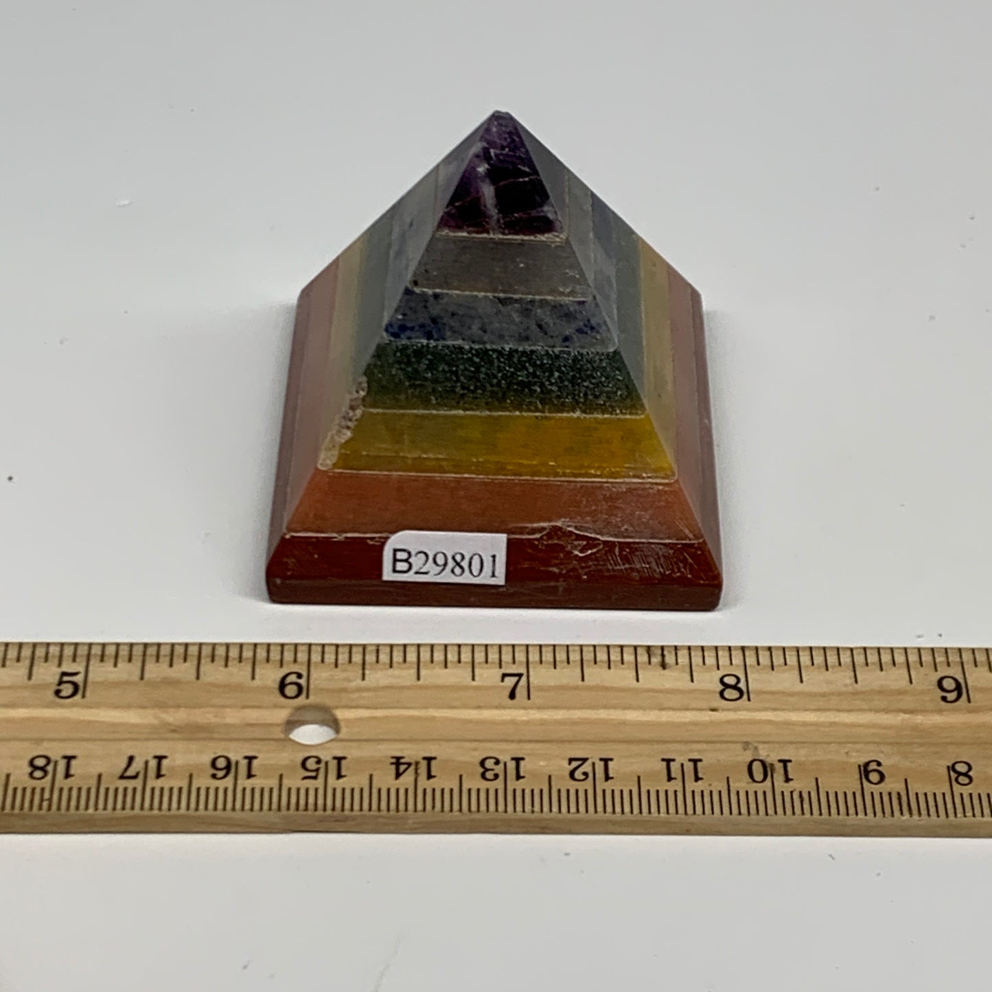 166.7g, 2.1"x2.1", 7 Chakra Pyramid Bonded Gemstone,Healing Crystal, B29801