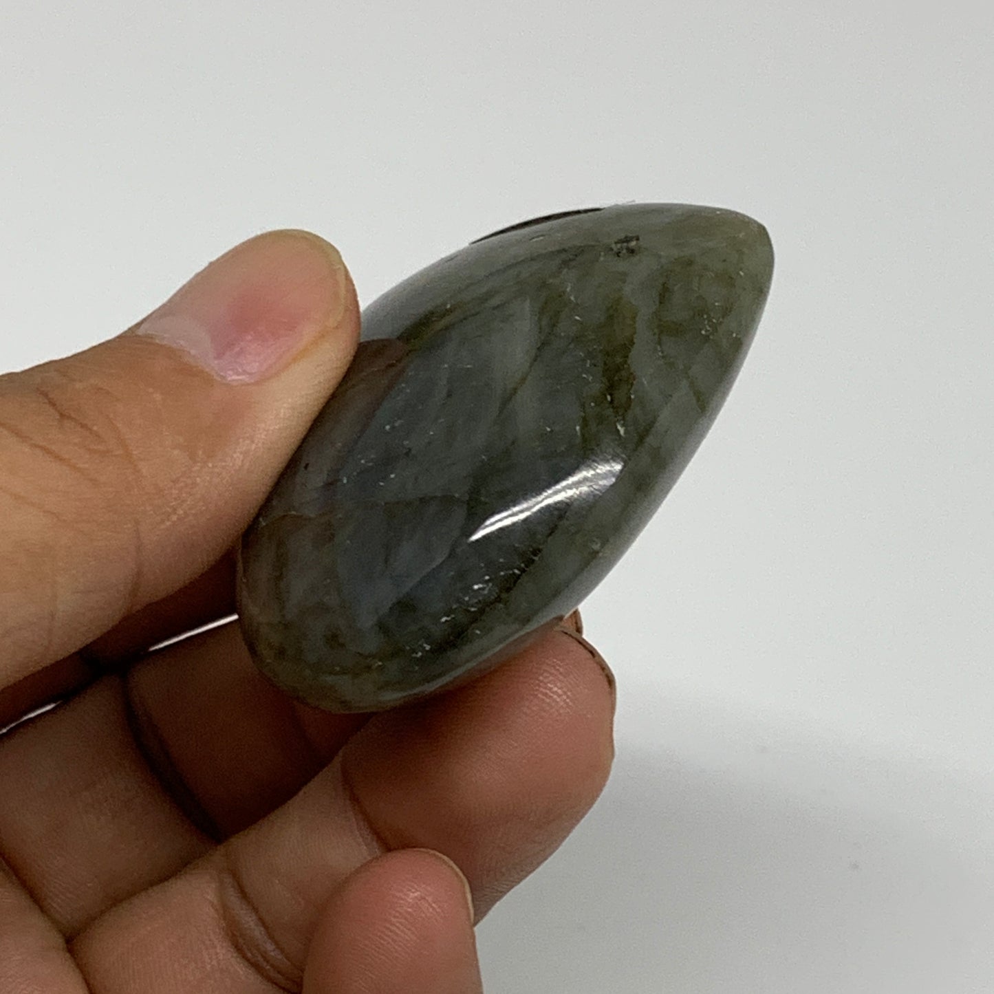 61.3g, 1.8"x1.9"x0.8", Natural Labradorite Heart Polished Crystal, B35496
