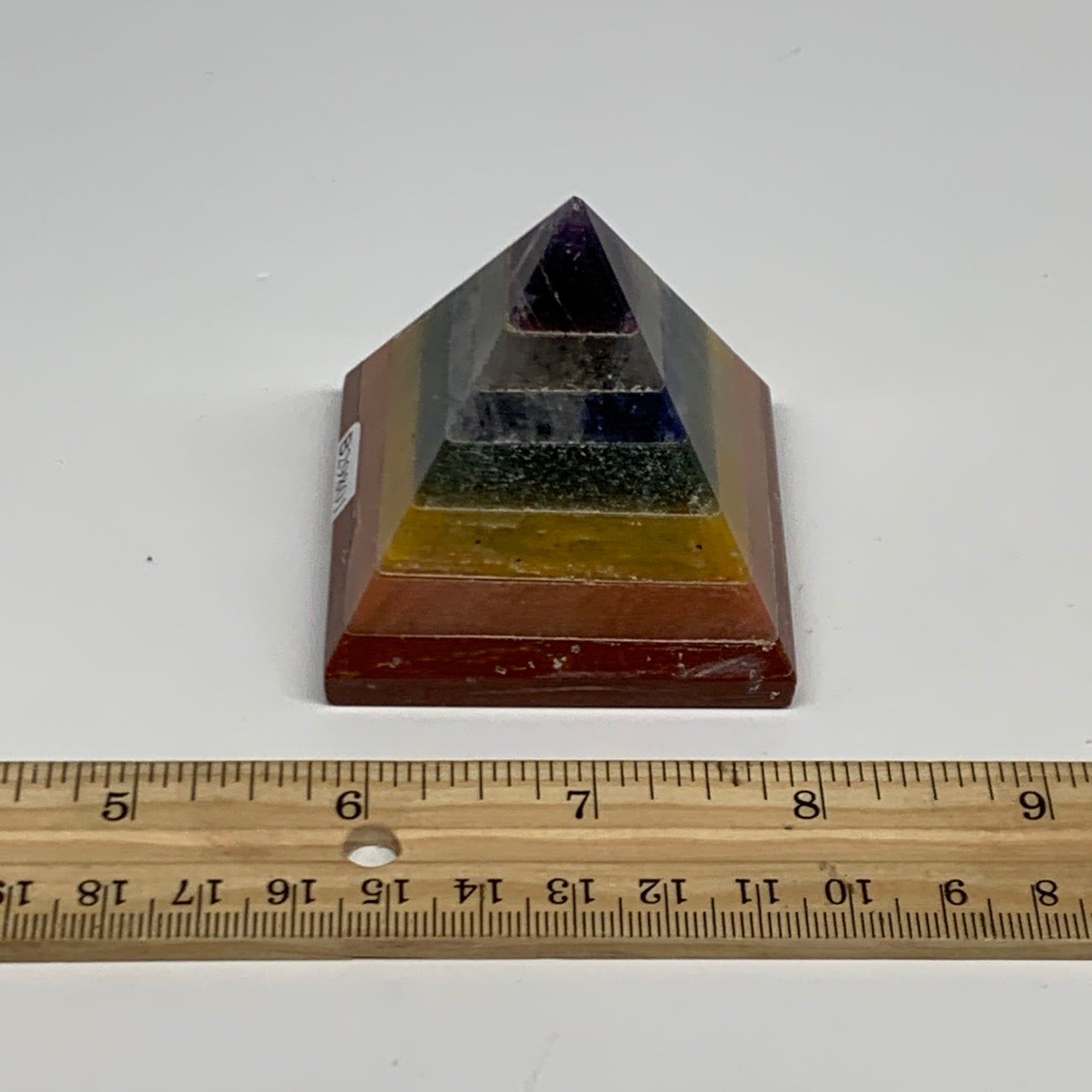 166.7g, 2.1"x2.1", 7 Chakra Pyramid Bonded Gemstone,Healing Crystal, B29801
