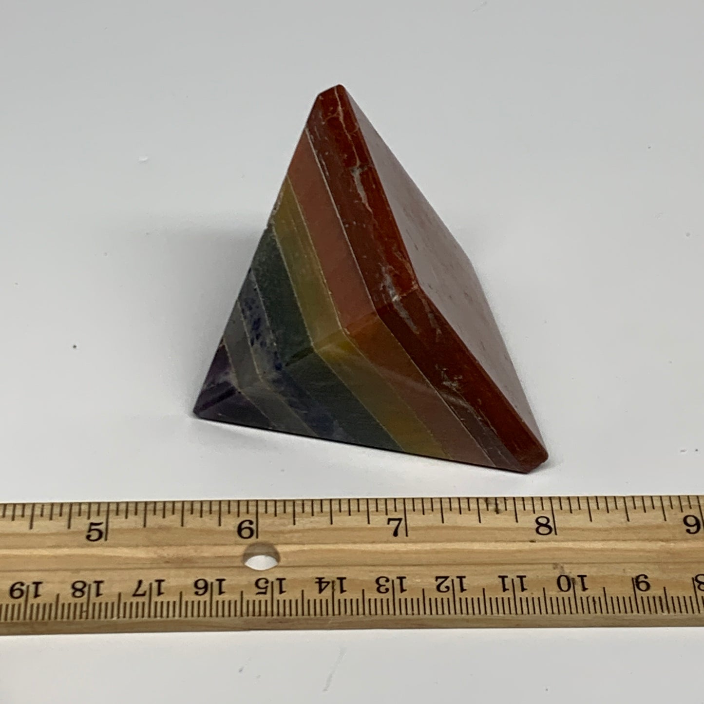 166.7g, 2.1"x2.1", 7 Chakra Pyramid Bonded Gemstone,Healing Crystal, B29801