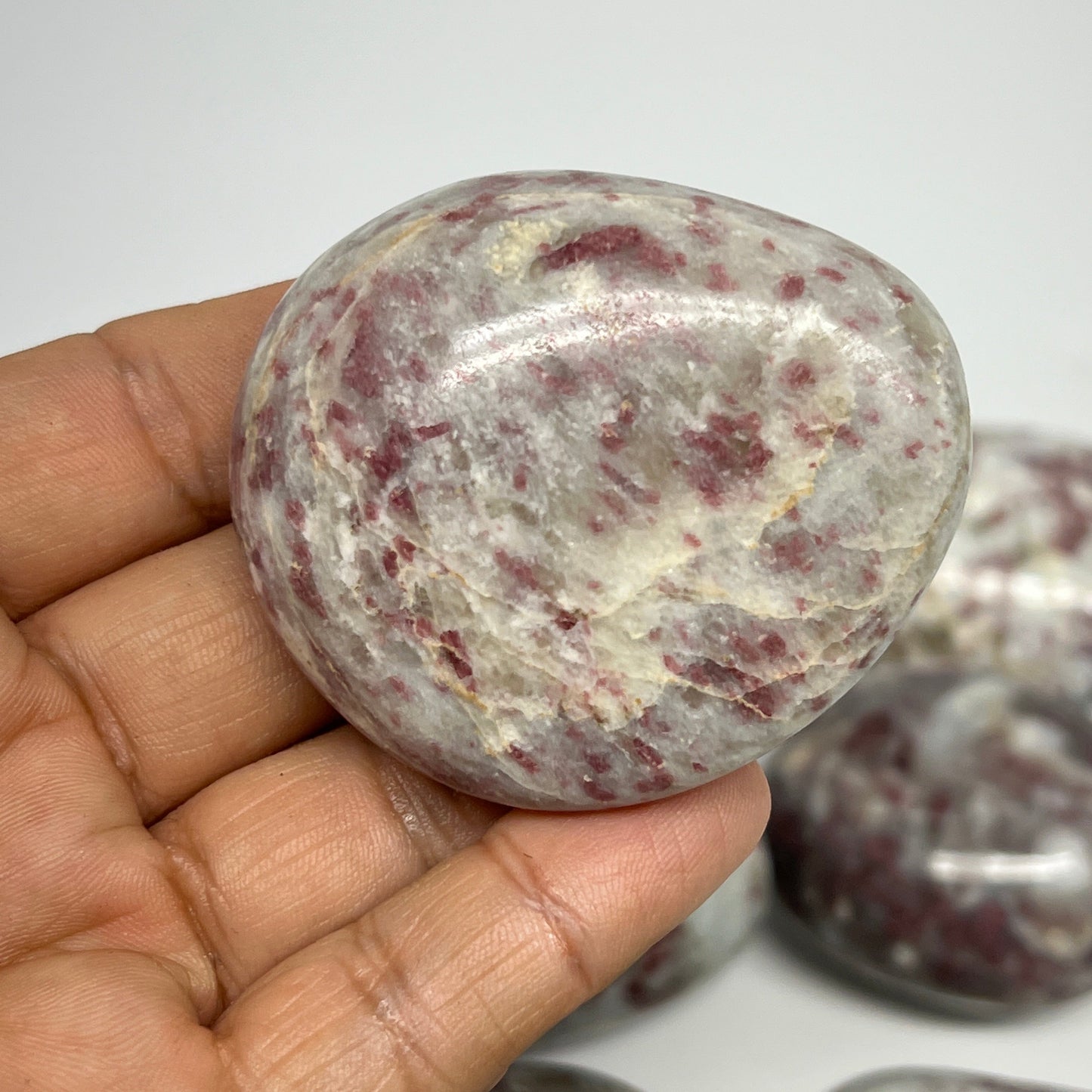 2.2 Lbs, 1.7"-2.2", 15pcs, Rubellite Tourmaline Palm-Stone Polished, B21032