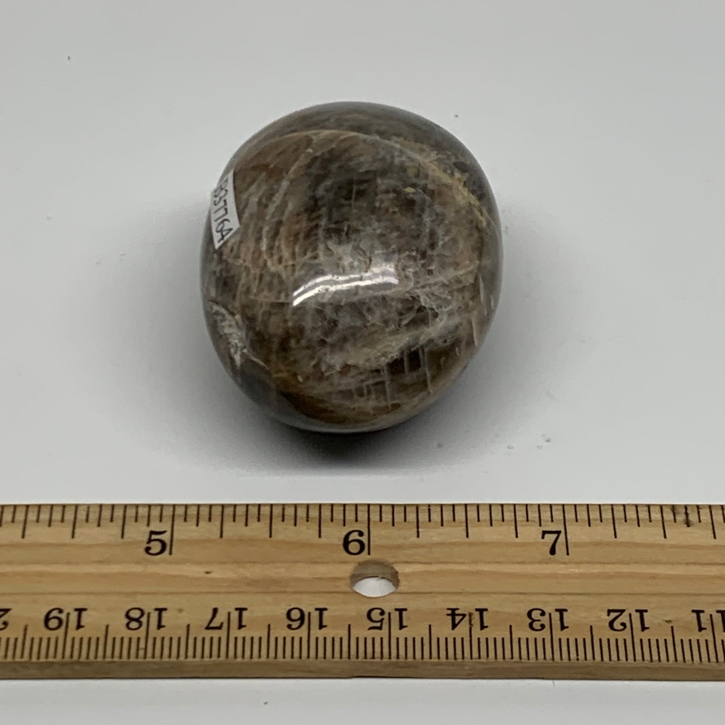 104.8g, 2.2"x1.6"x1.4",  Black Moonstone Crystal Palm-Stone Polished, B37764