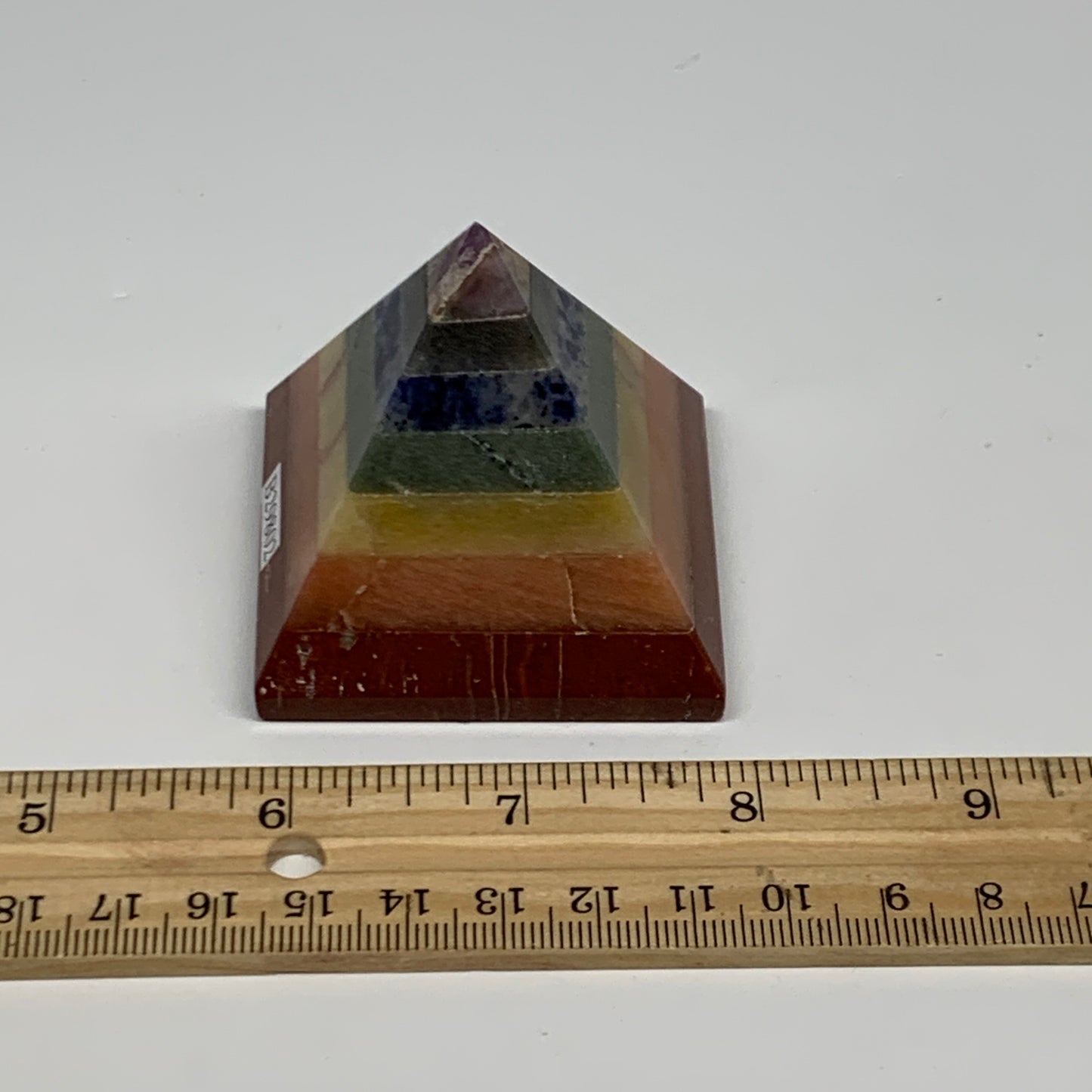 146.3g, 2"x2.1", 7 Chakra Pyramid Bonded Gemstone,Healing Crystal, B29802