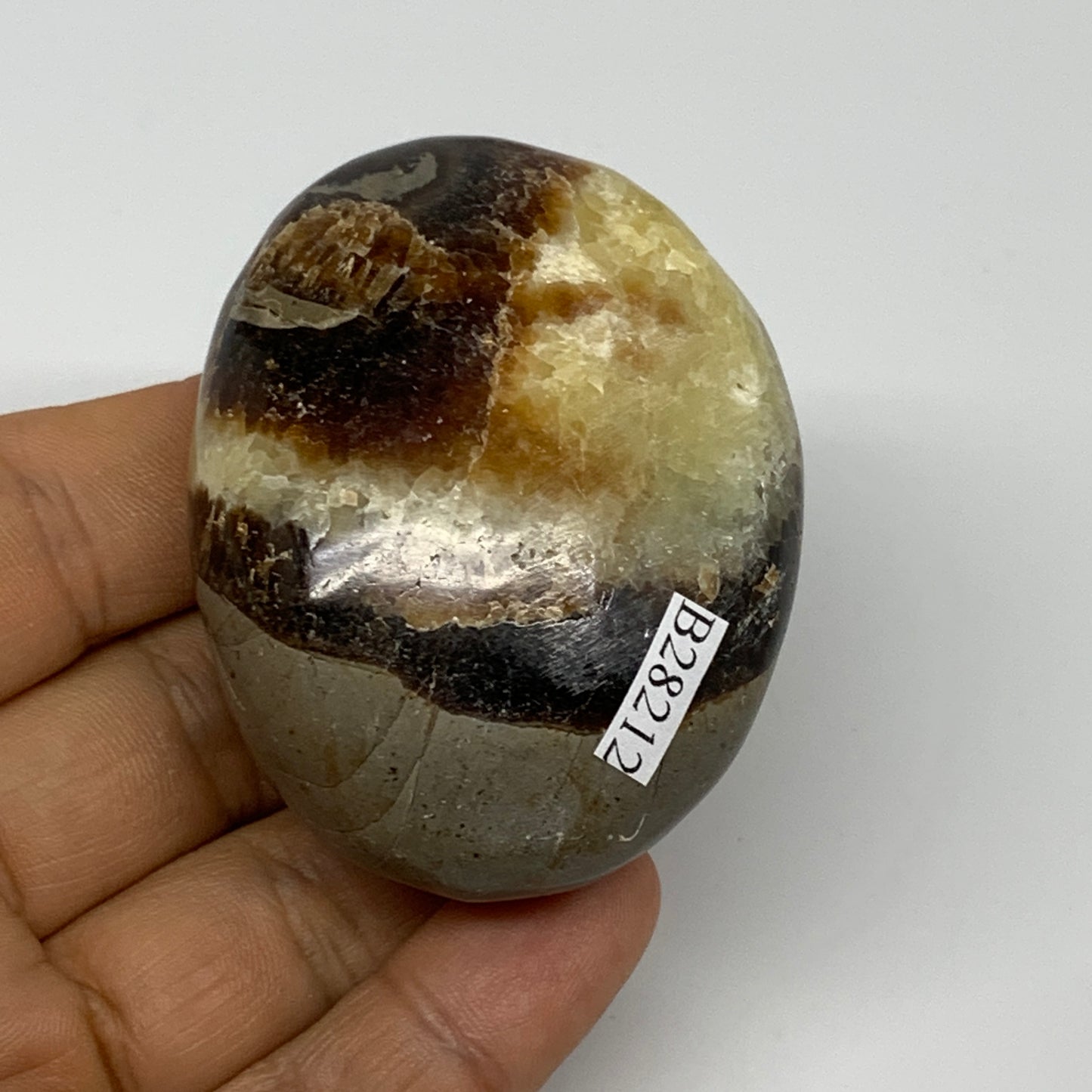 114.5g, 2.3"x1.8"x1.2", Septarian Nodule Palm-Stone Polished Reiki, B28212