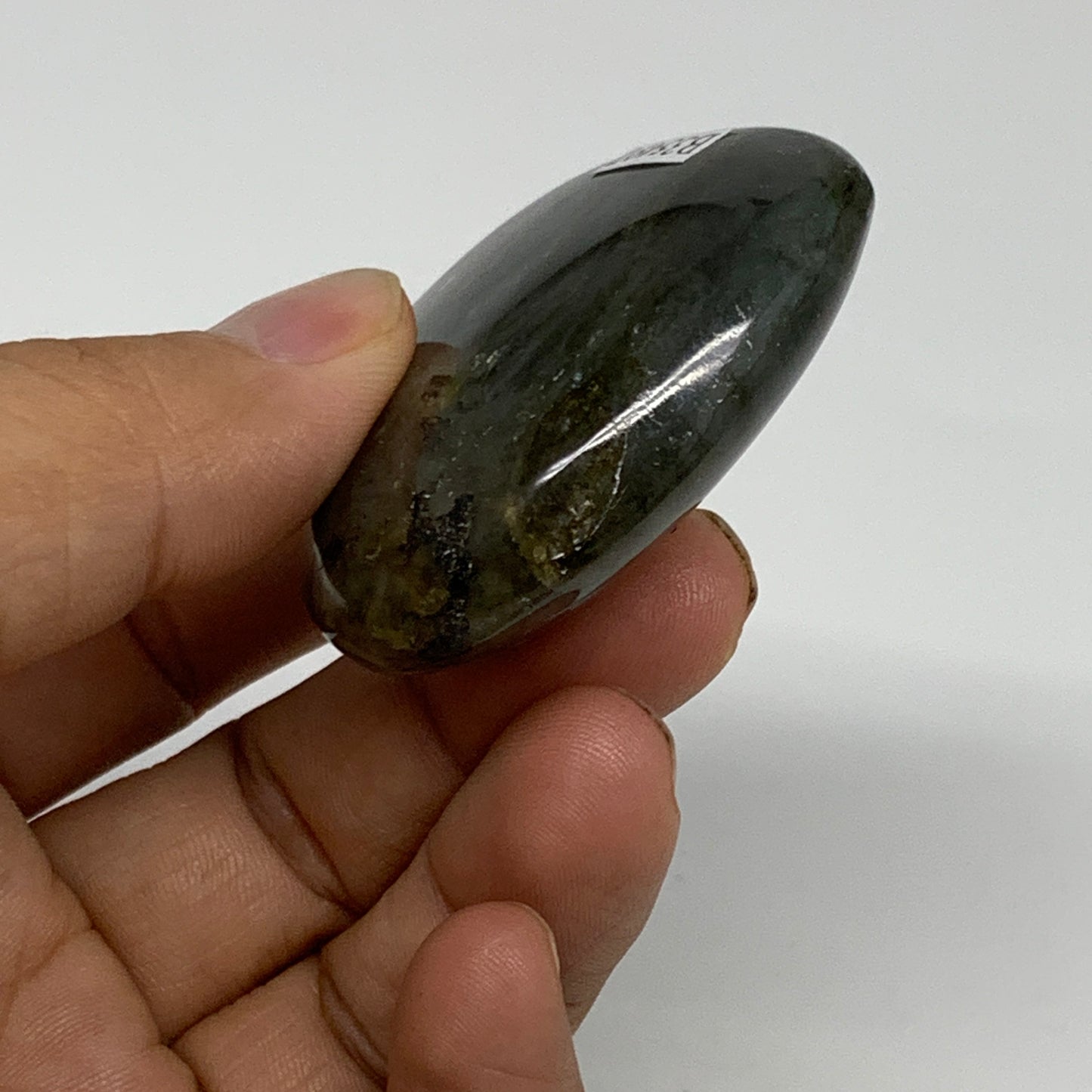 63.6g, 1.9"x2"x0.7", Natural Labradorite Heart Polished Crystal, B35497