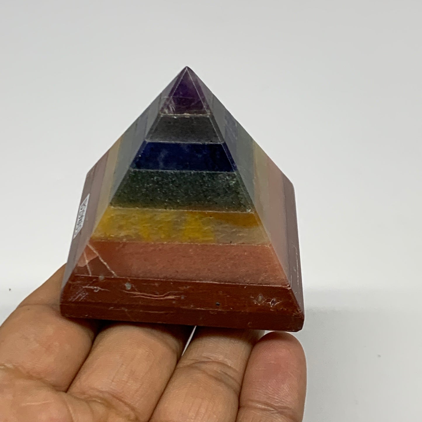 154.7g, 2"x2.1", 7 Chakra Pyramid Bonded Gemstone,Healing Crystal, B29803