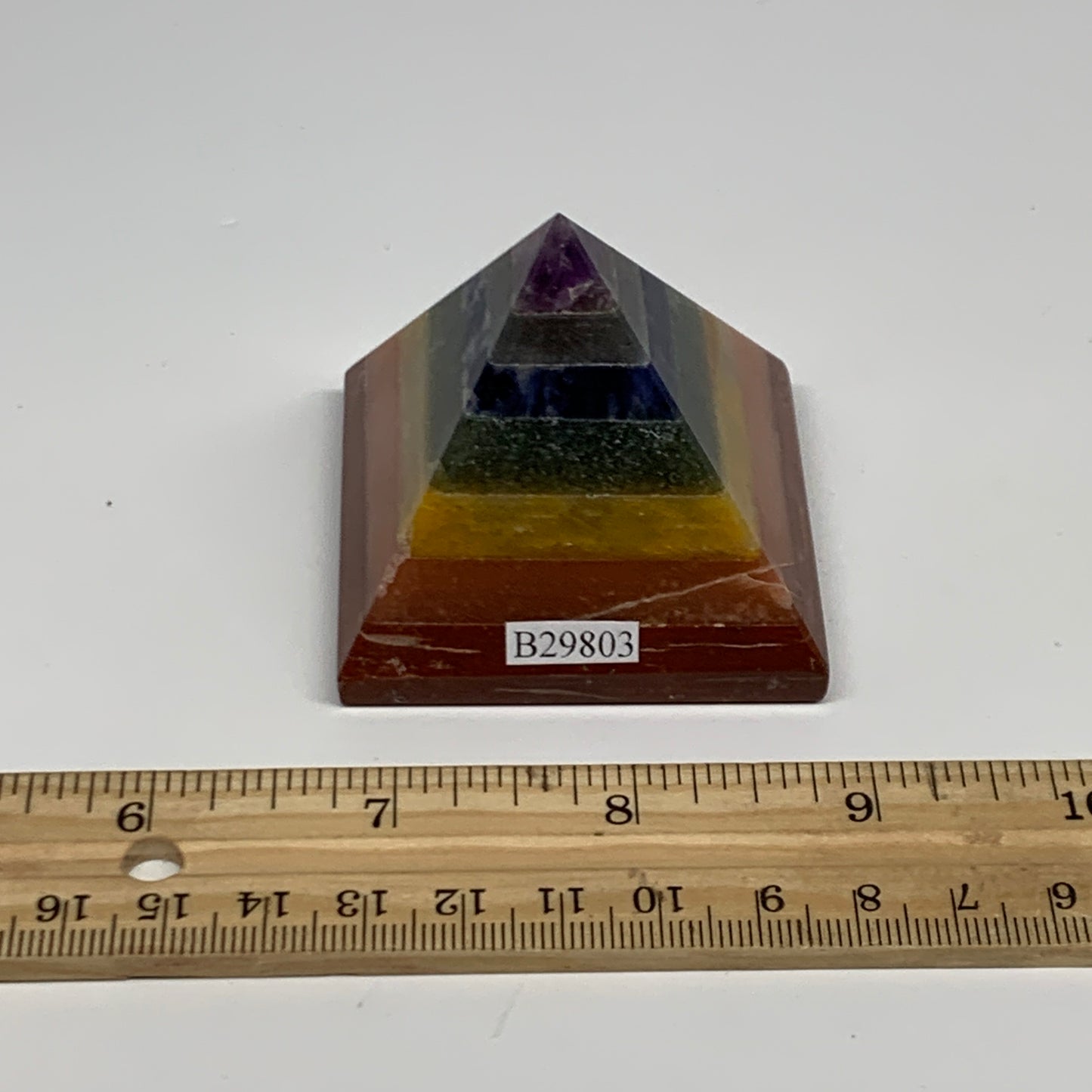 154.7g, 2"x2.1", 7 Chakra Pyramid Bonded Gemstone,Healing Crystal, B29803