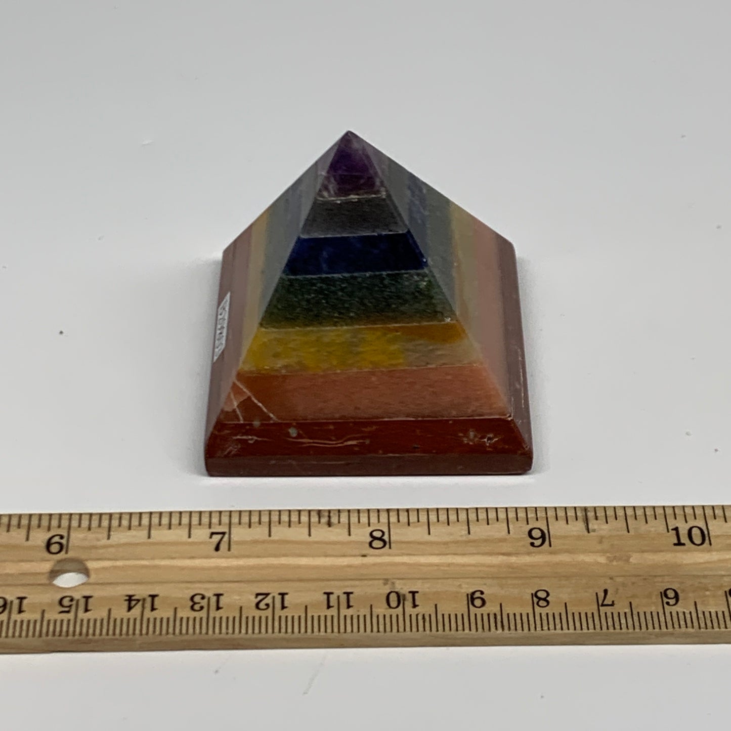 154.7g, 2"x2.1", 7 Chakra Pyramid Bonded Gemstone,Healing Crystal, B29803