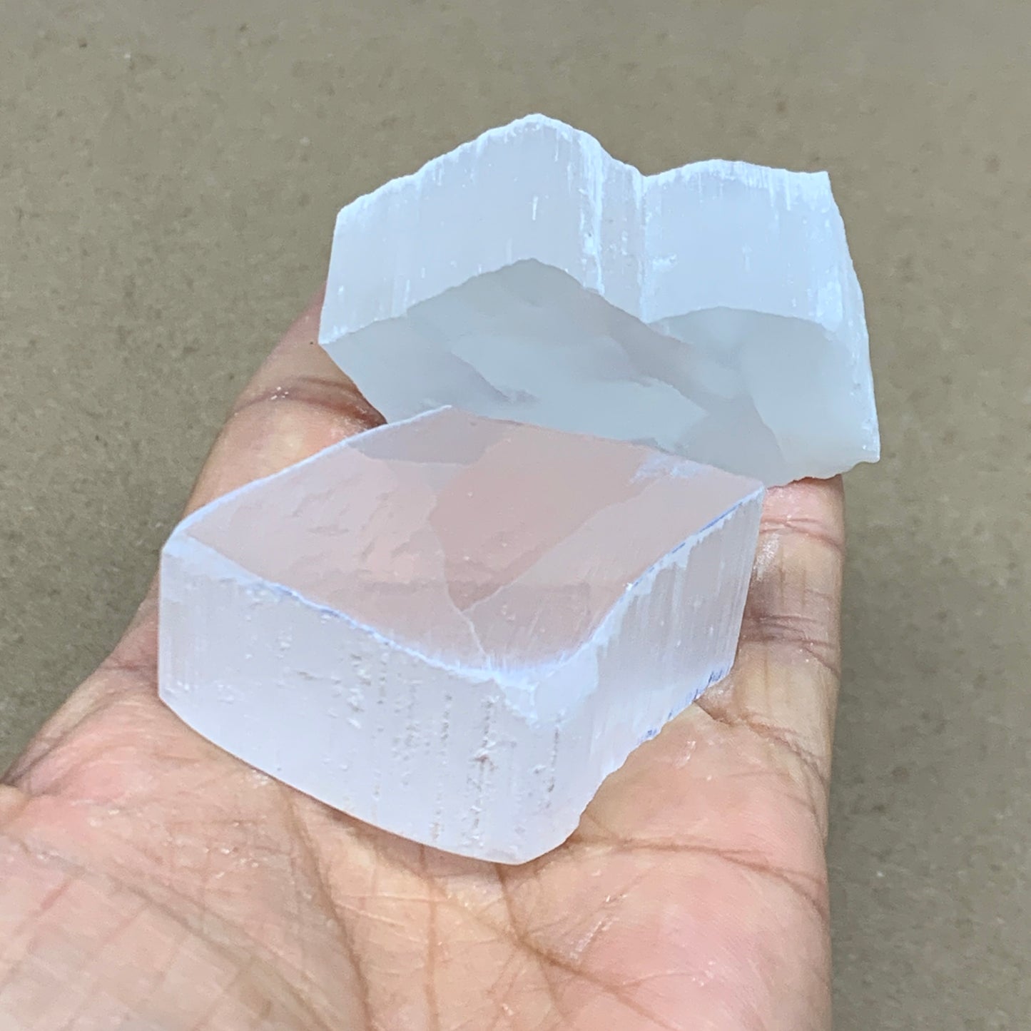 0.33 lbs, 2.3"-2.4", 2pcs, Natural Clear Selenite Crystal Slab Gemstone, B36930